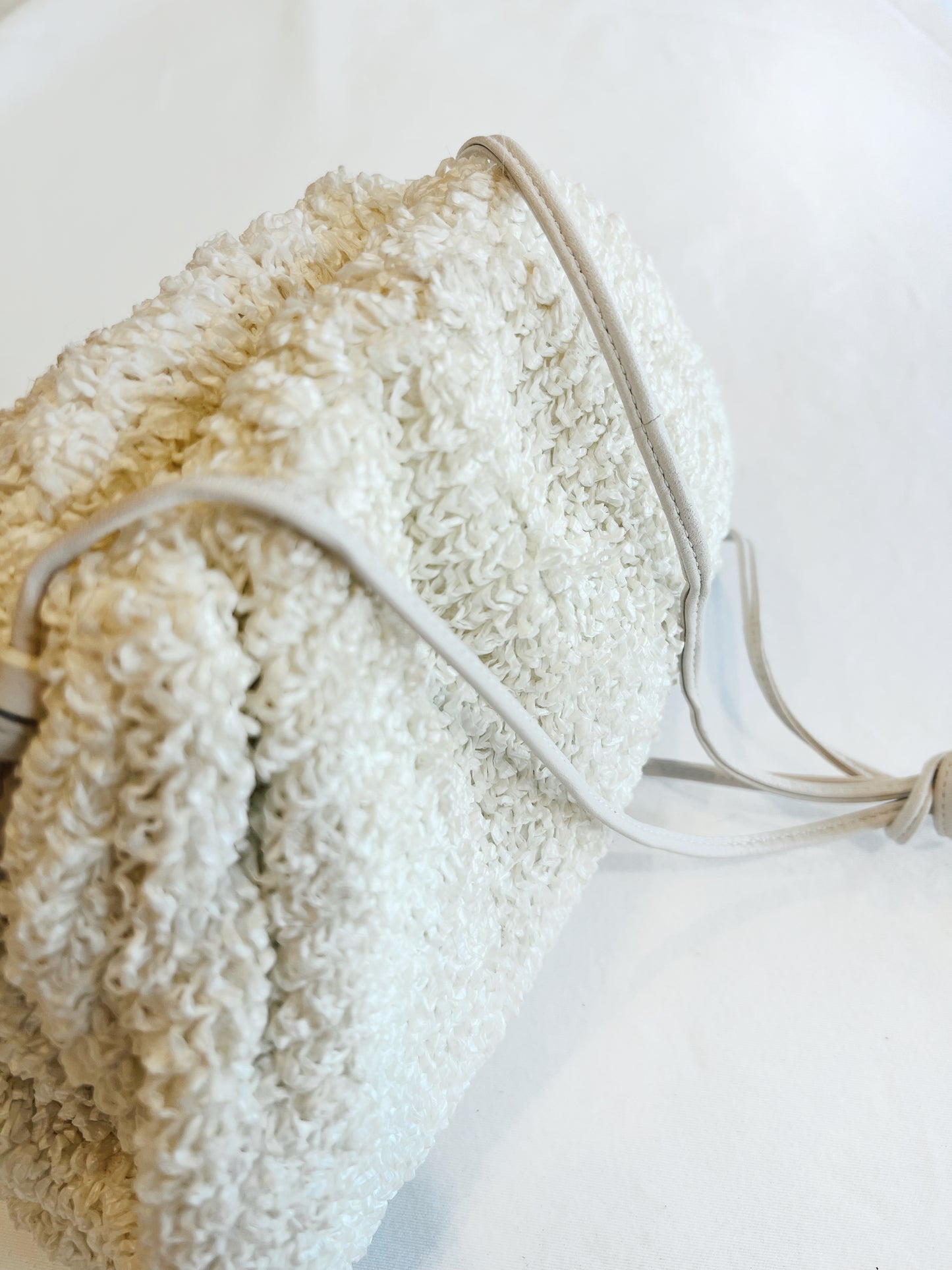 White Raffia Bottega Vanetta Mini Pouch