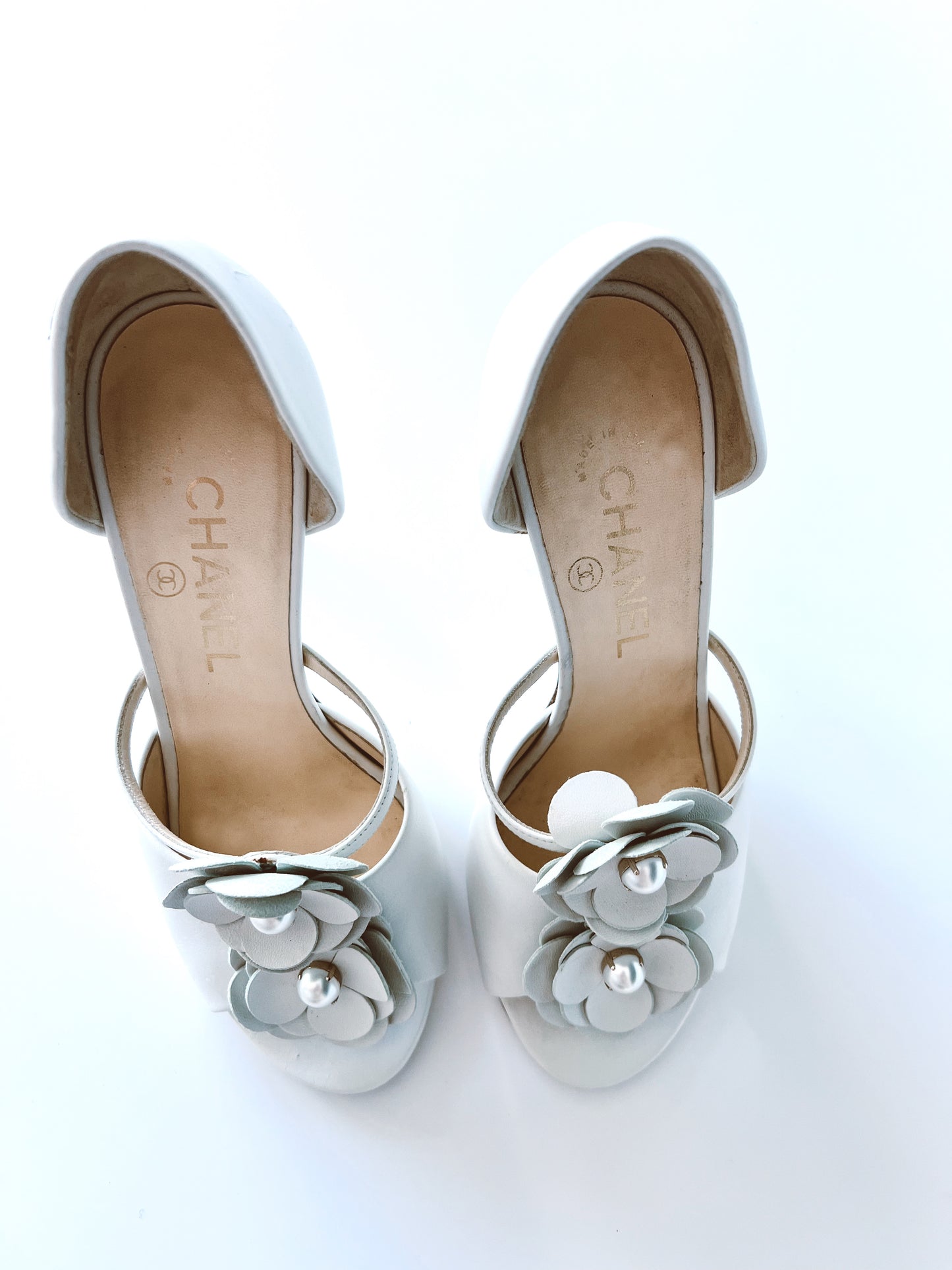 Chanel Camelia Bridal Heels (36.5) (SOLD)