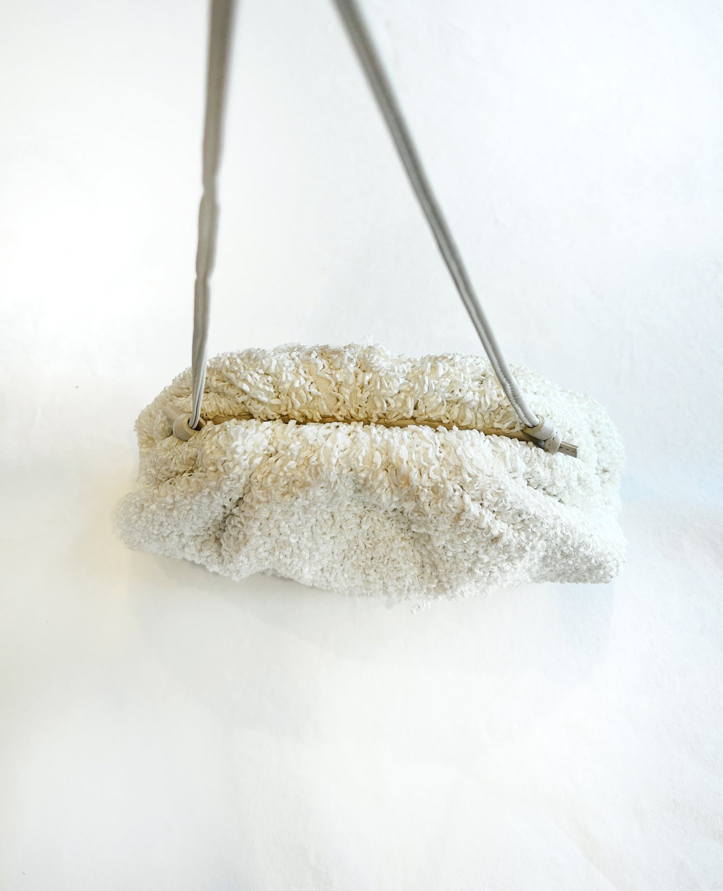 White Raffia Bottega Vanetta Mini Pouch
