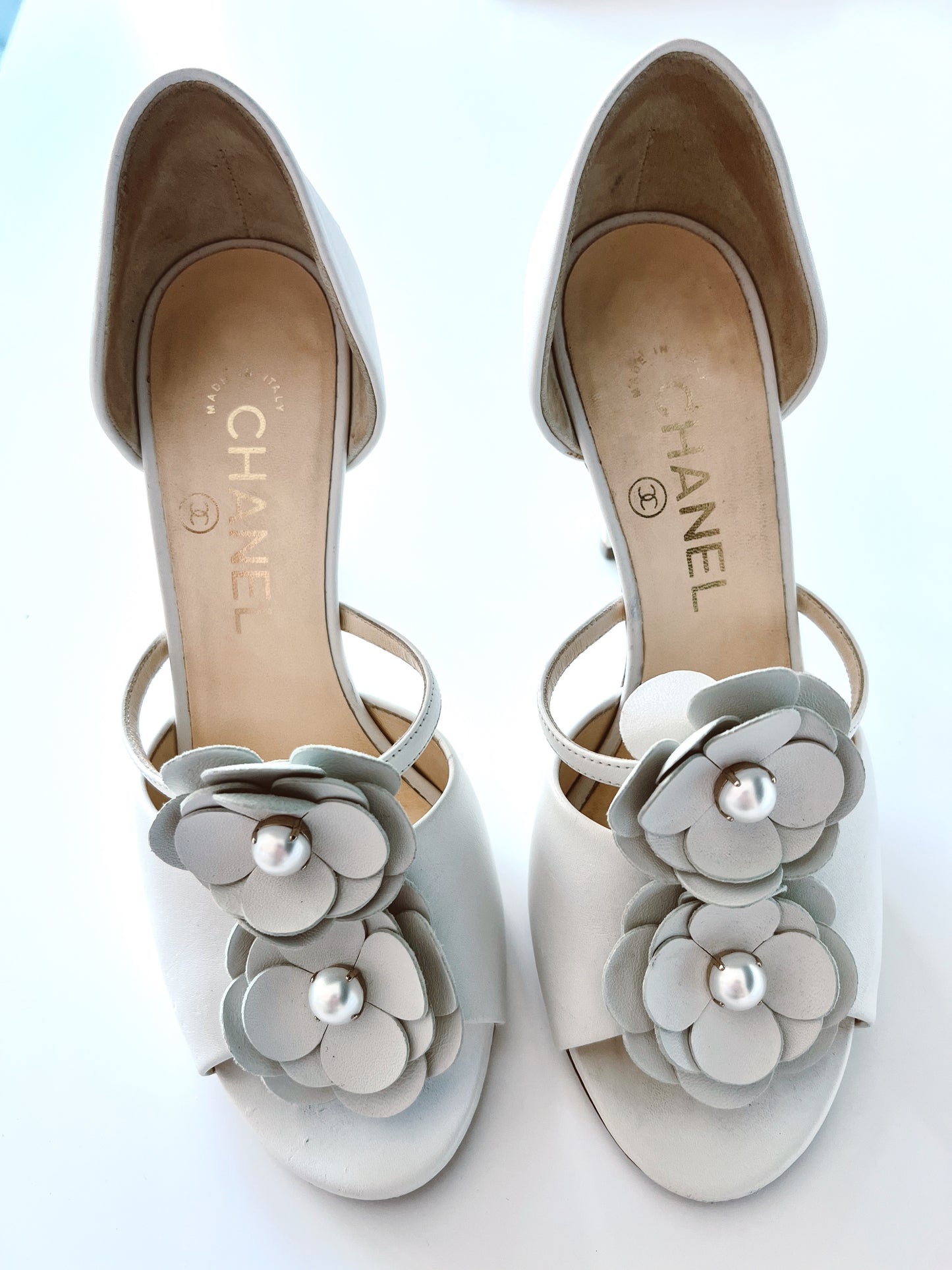 Chanel Camelia Bridal Heels (36.5) (SOLD)