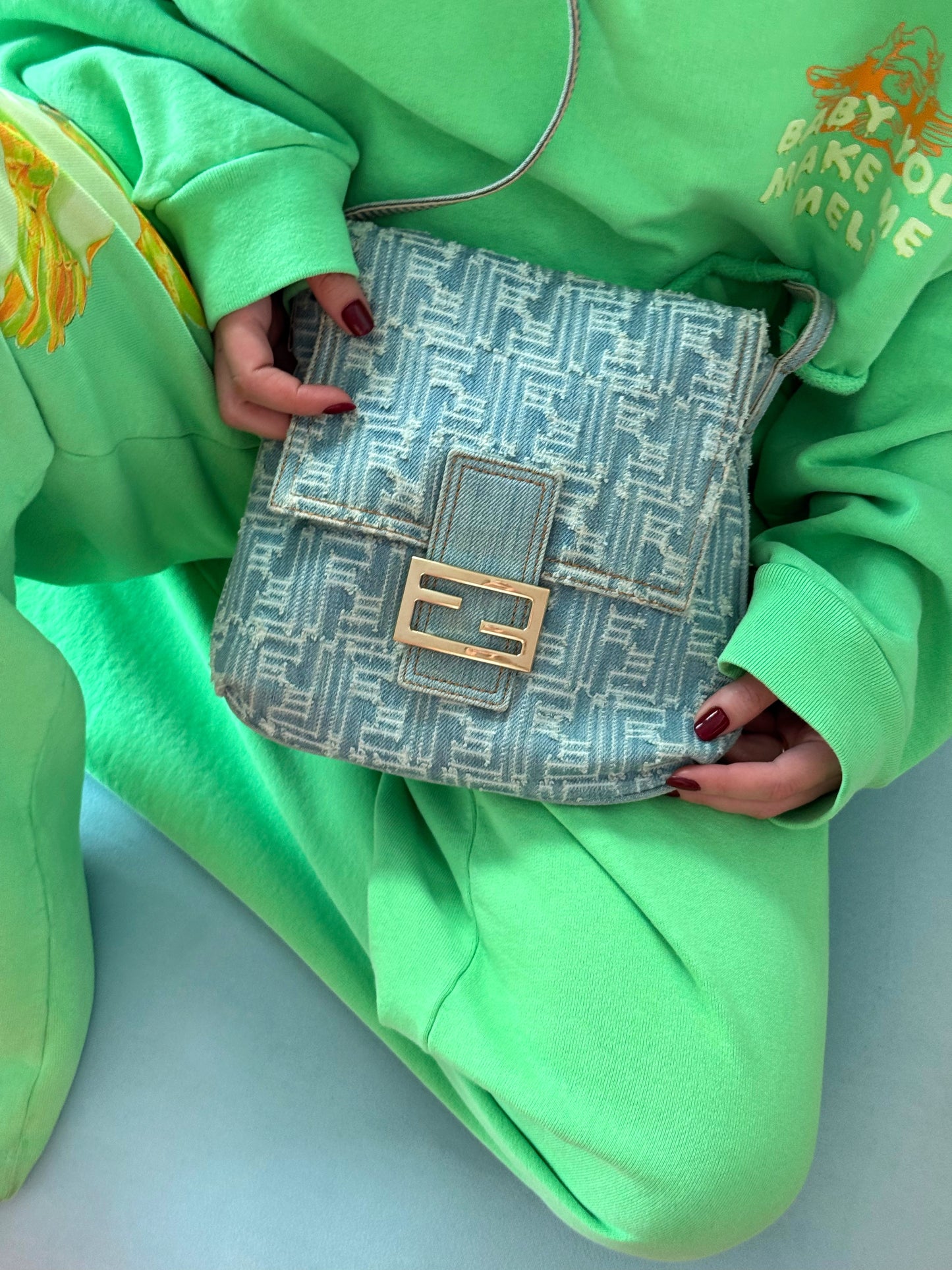 Denim Fendi Monogram Bag