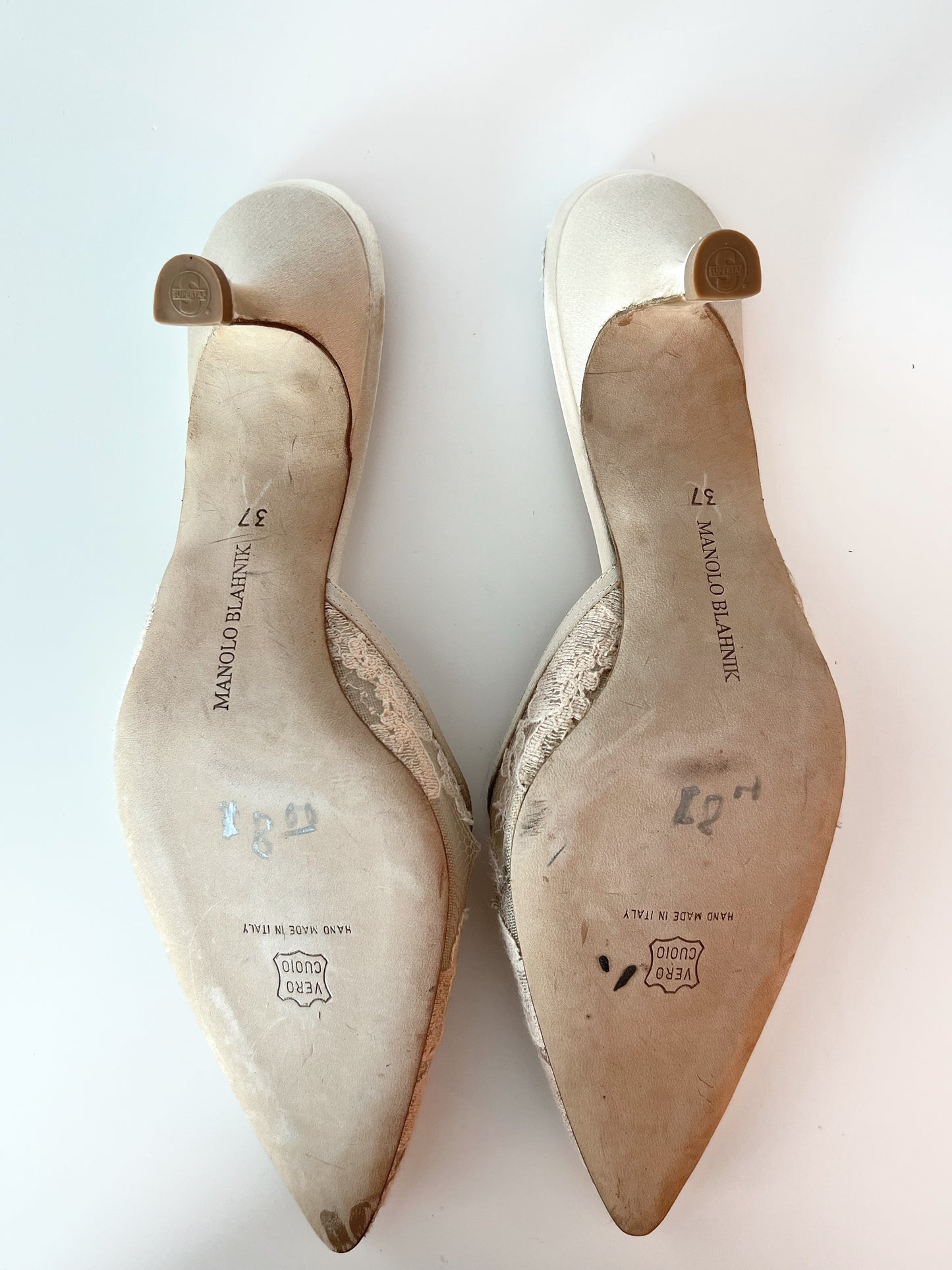 Lace Manolo Kitten Heel Mules (EU 37)