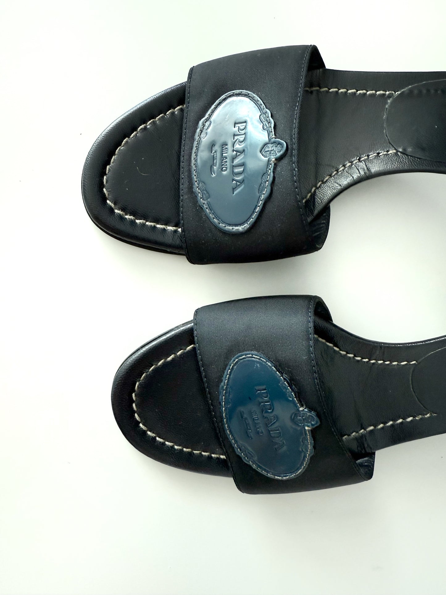 Prada Kitten Heel Slides (37.5 EU)