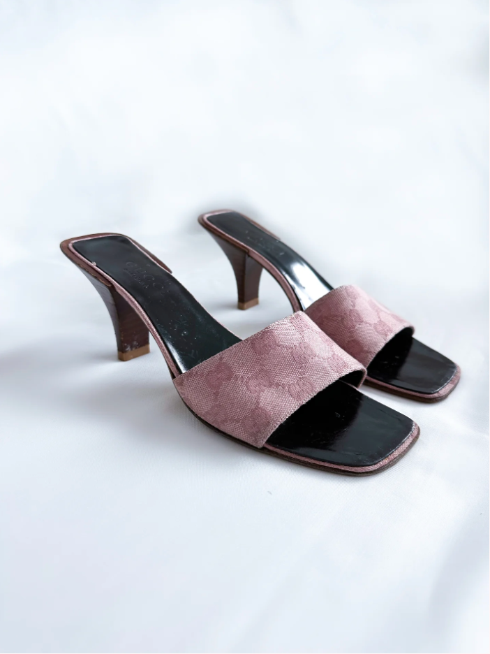 Pink Gucci Monogram Mules (SOLD)
