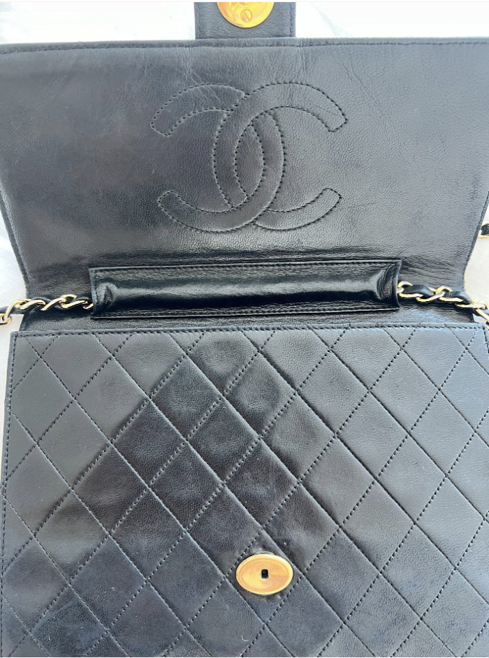 Black Classic Vintage Chanel Quilted Flap Bag