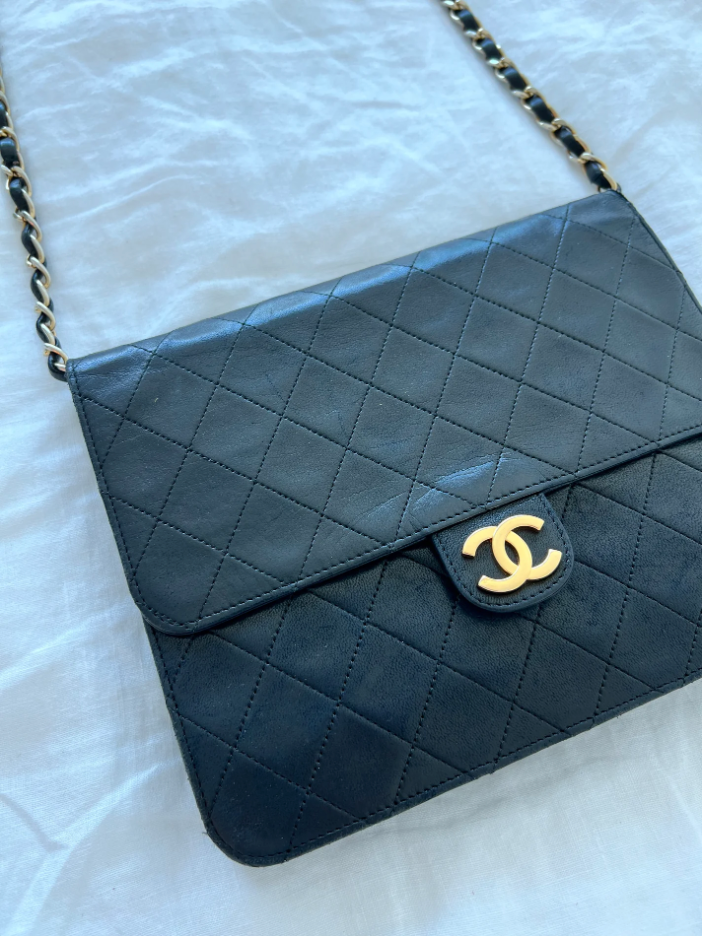 Black Classic Vintage Chanel Quilted Flap Bag