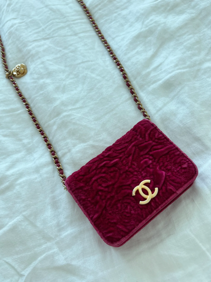 Chanel Camellia Velour Mini Bag