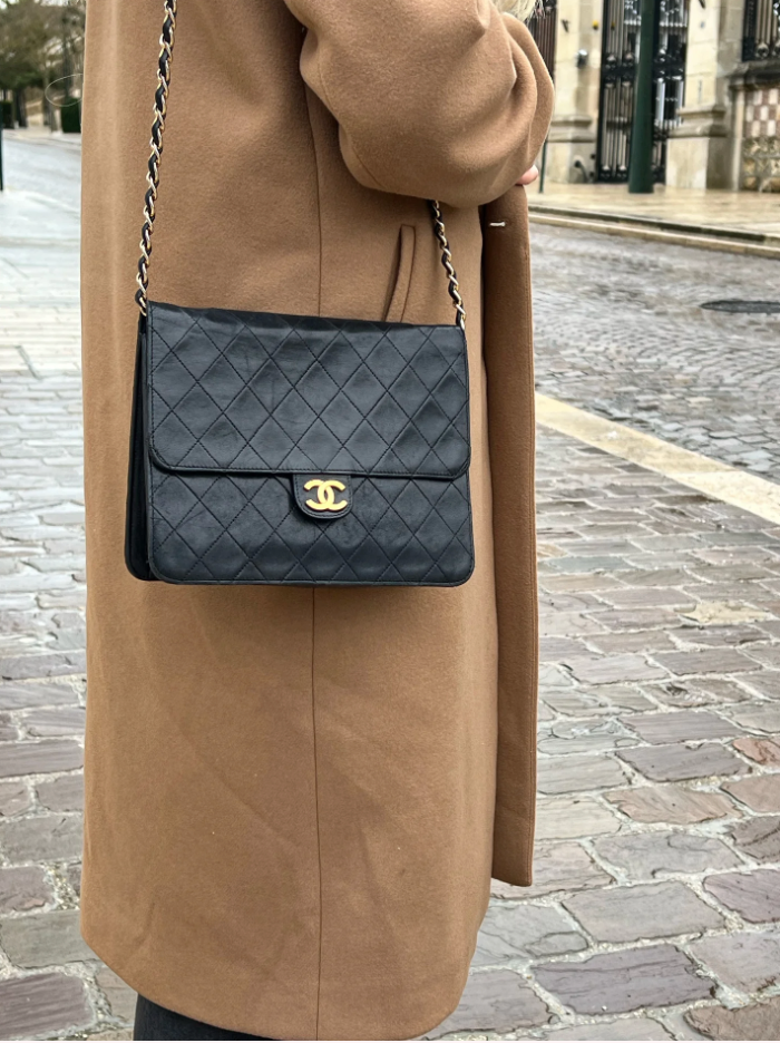 Black Classic Vintage Chanel Quilted Flap Bag