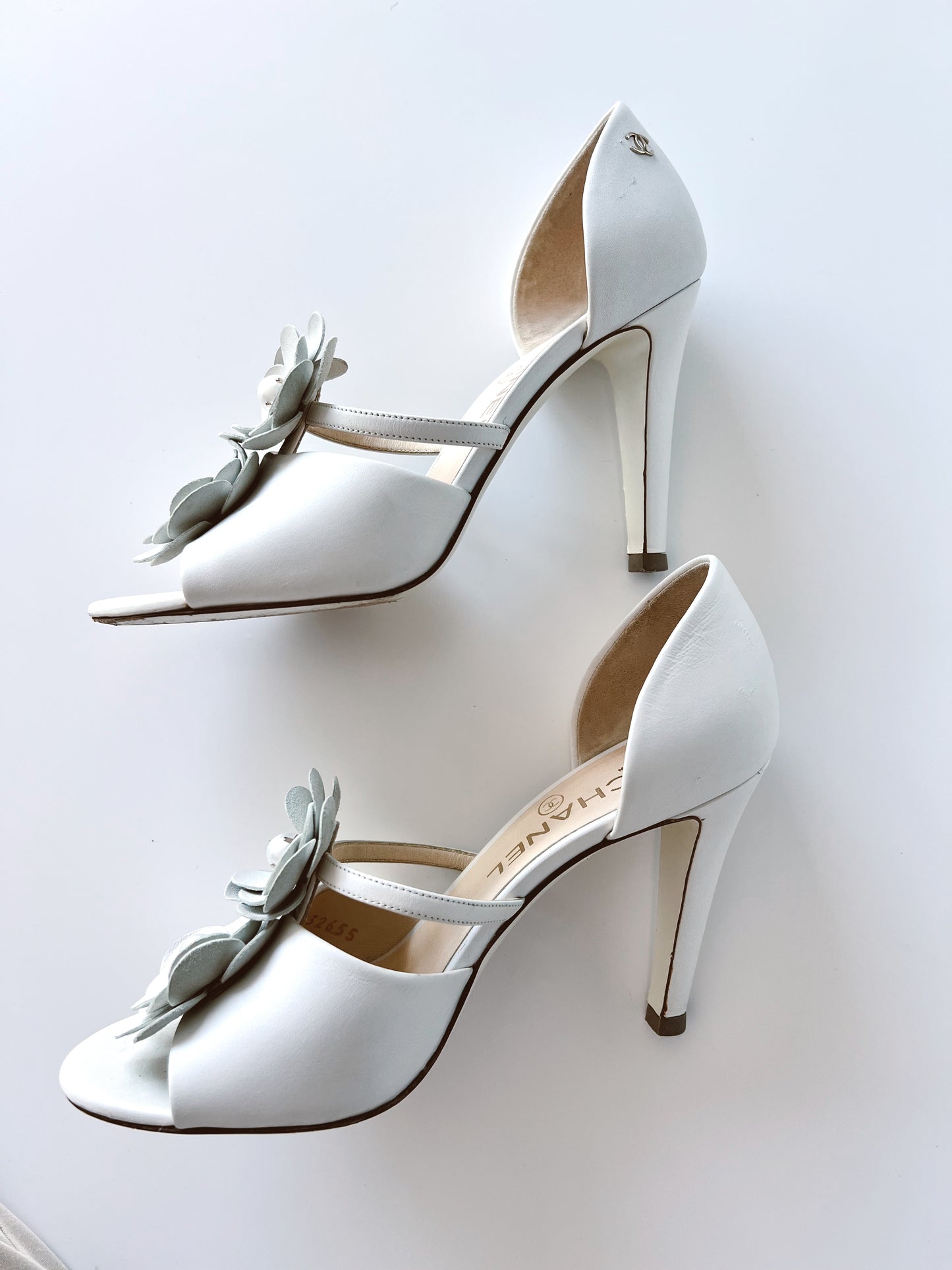 Chanel Camelia Bridal Heels (36.5) (SOLD)