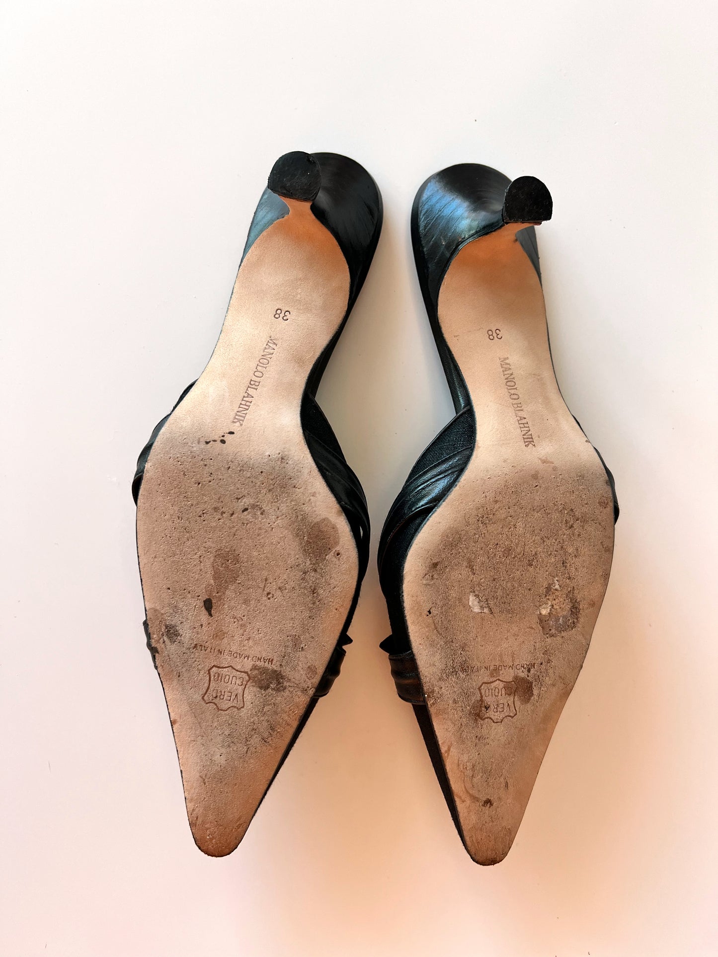 Manolo Blahnik Black Kitten Heel Mules (38) (SOLD)