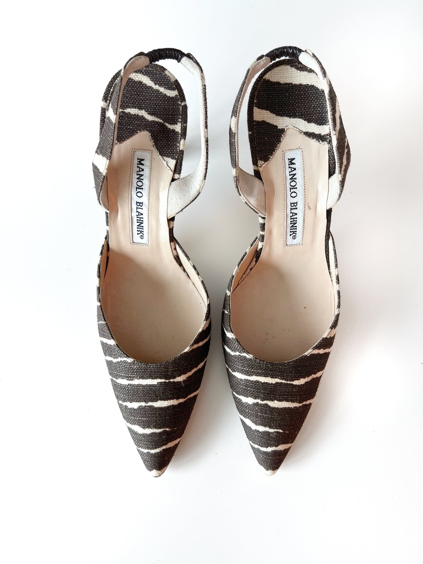 Brown Zebra Manolo Blahnik Kitten Heels (38)