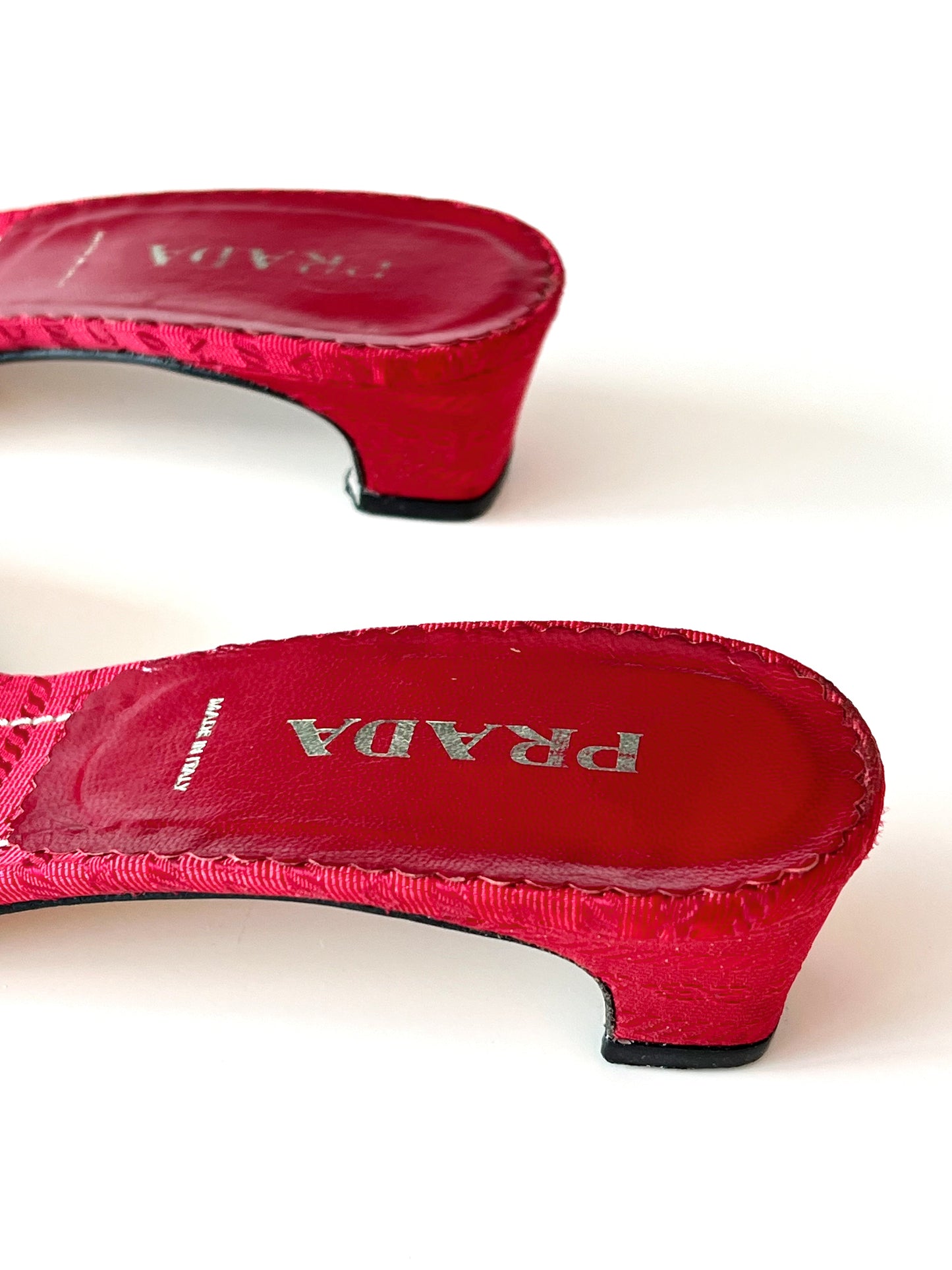 Red Prada Logo Short Heel Mules