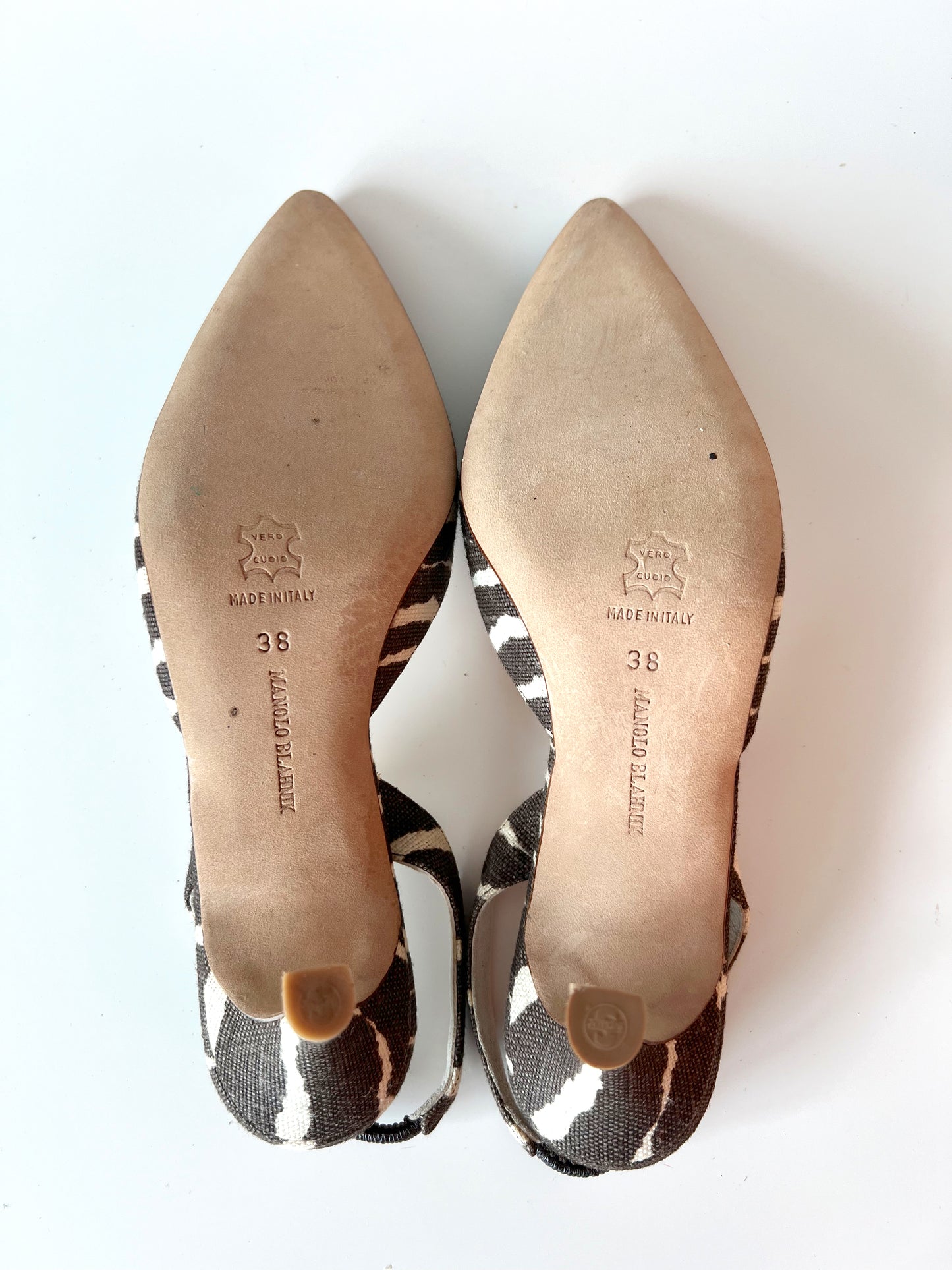 Brown Zebra Manolo Blahnik Kitten Heels (38)