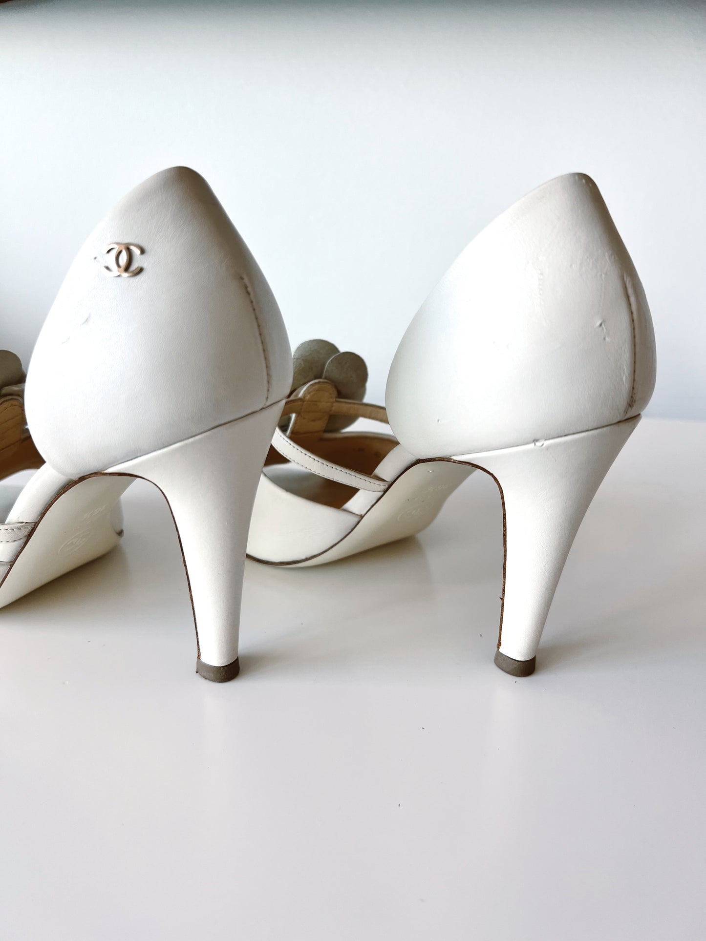 Chanel Camelia Bridal Heels (36.5) (SOLD)