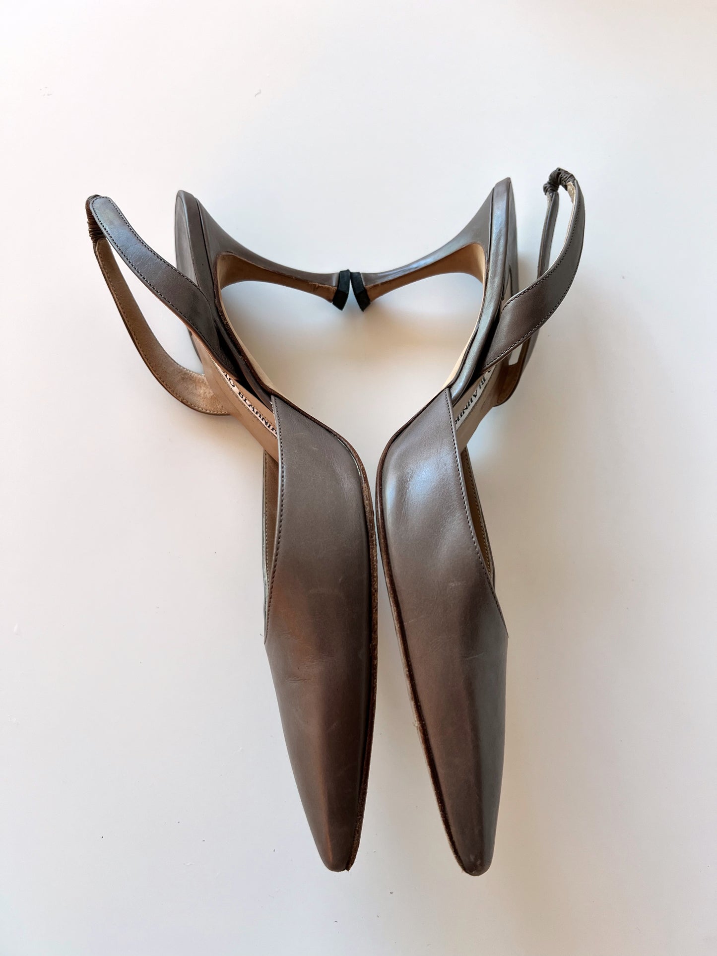 Grey Manolo Blahnik Kitten Heels (37.5) (SOLD)