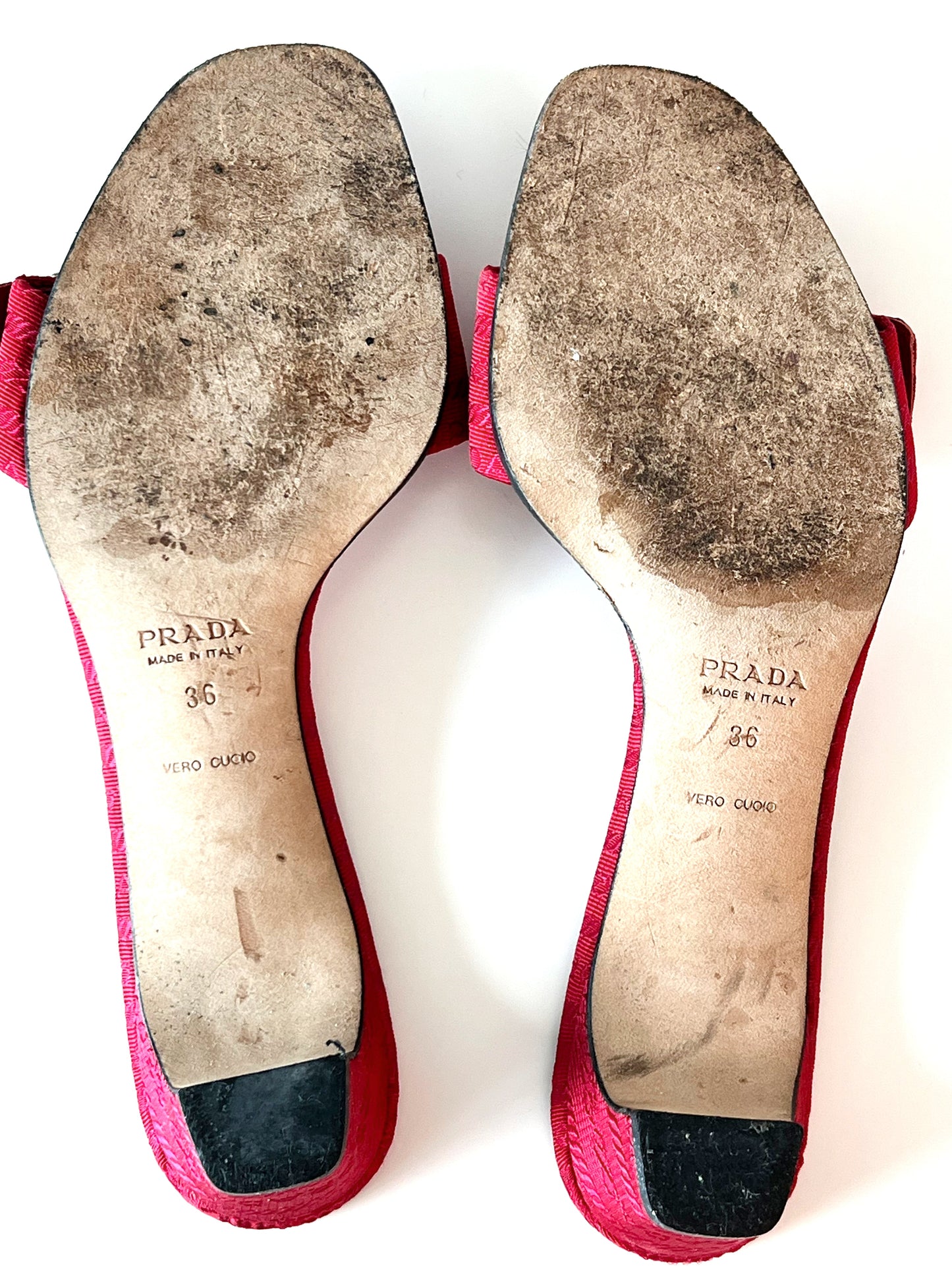 Red Prada Logo Short Heel Mules