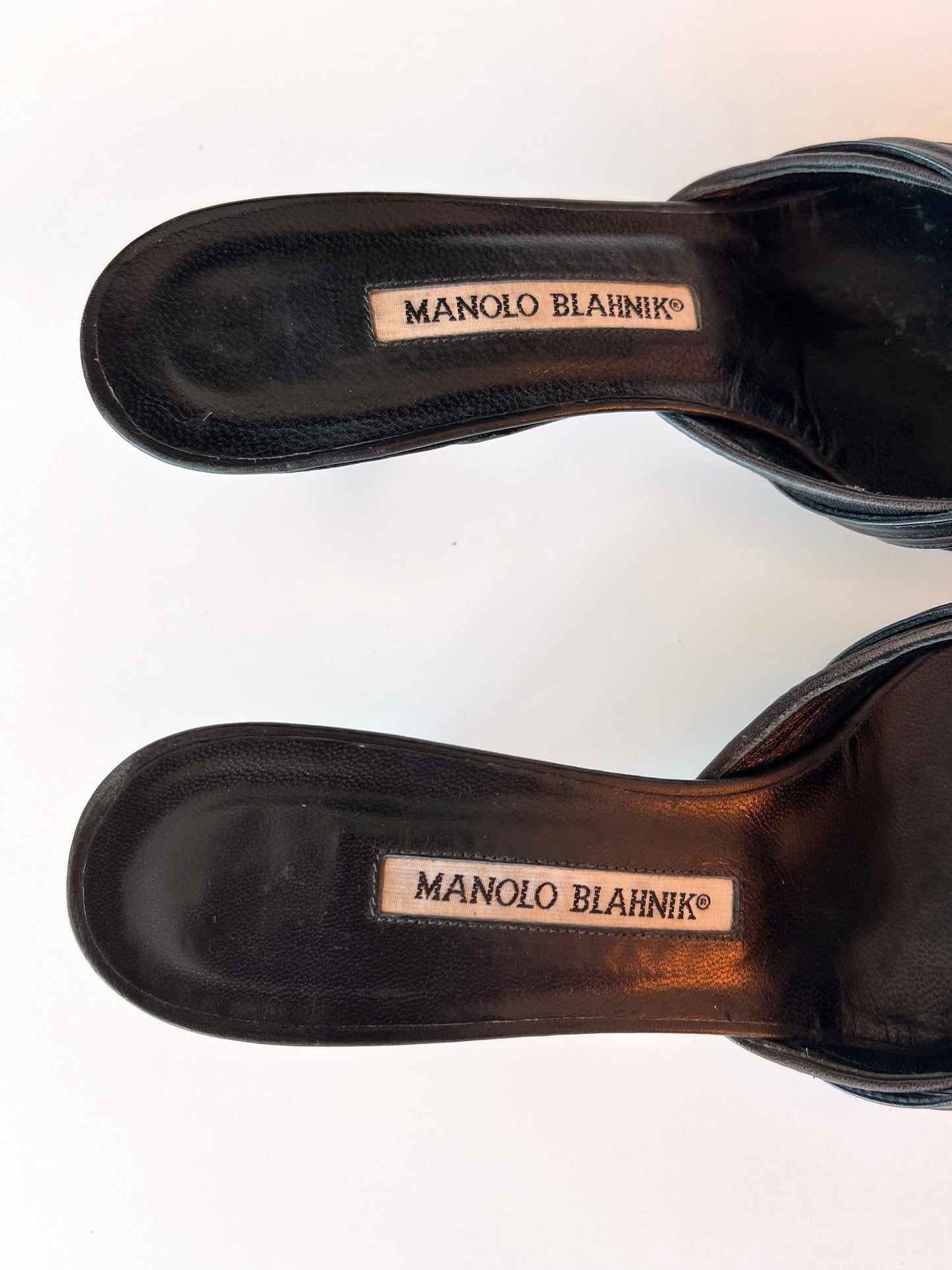 Manolo Blahnik Black Kitten Heel Mules (38) (SOLD)