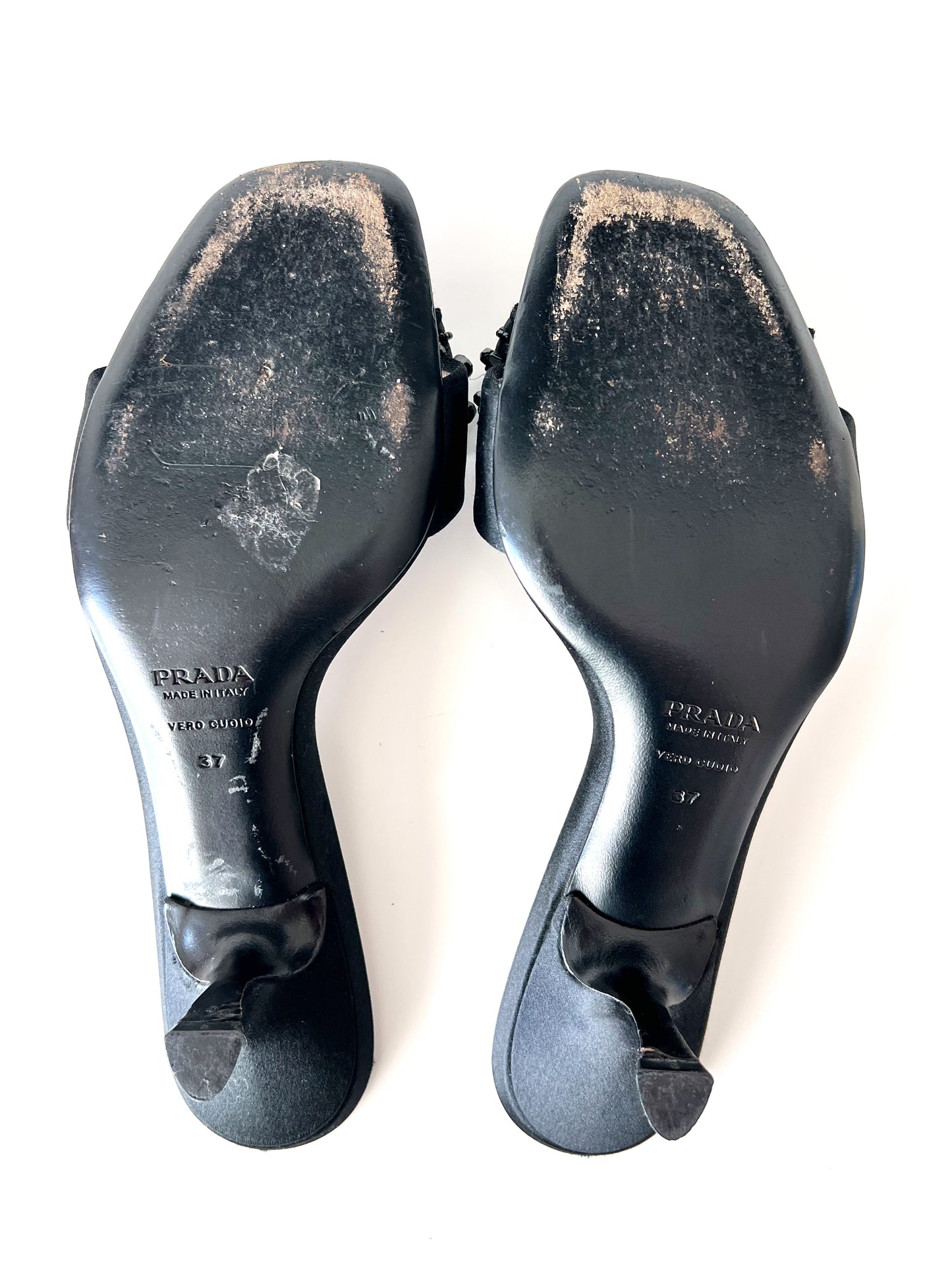 Black Prada Kitten Heel Mules (SOLD)