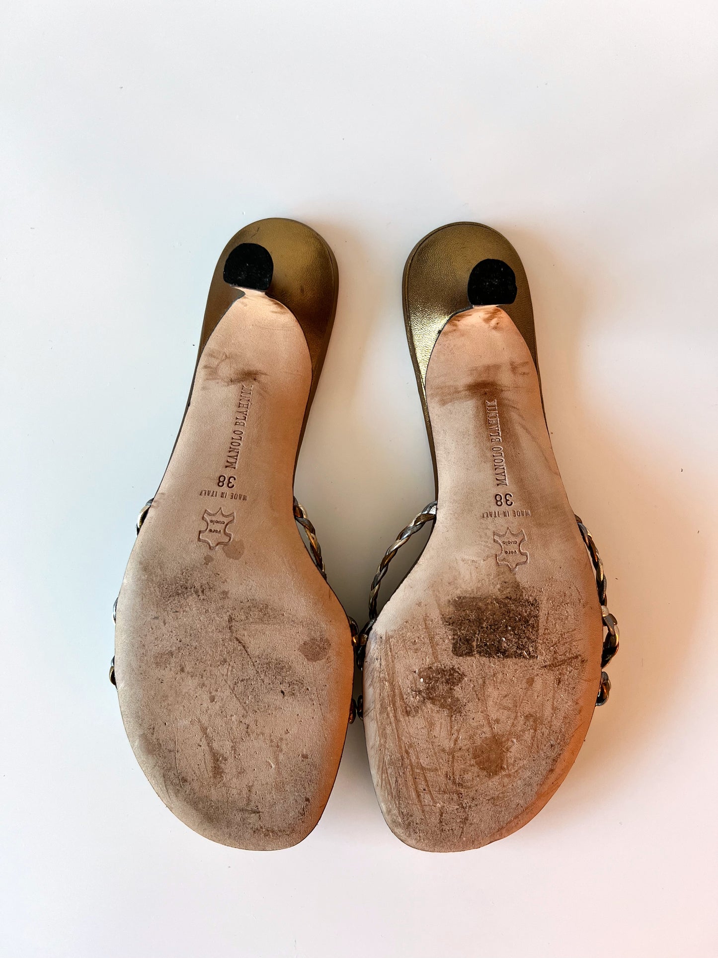 Braided Gold Manolo Blahnik Kitten Heels (38) (SOLD)