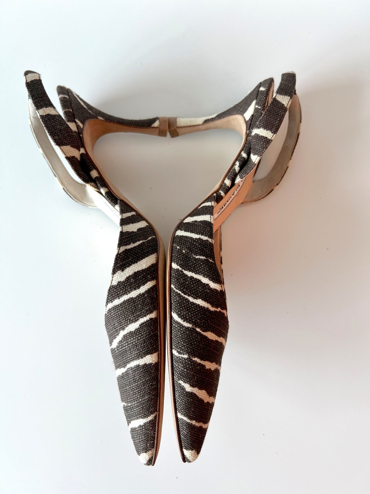 Brown Zebra Manolo Blahnik Kitten Heels (38)