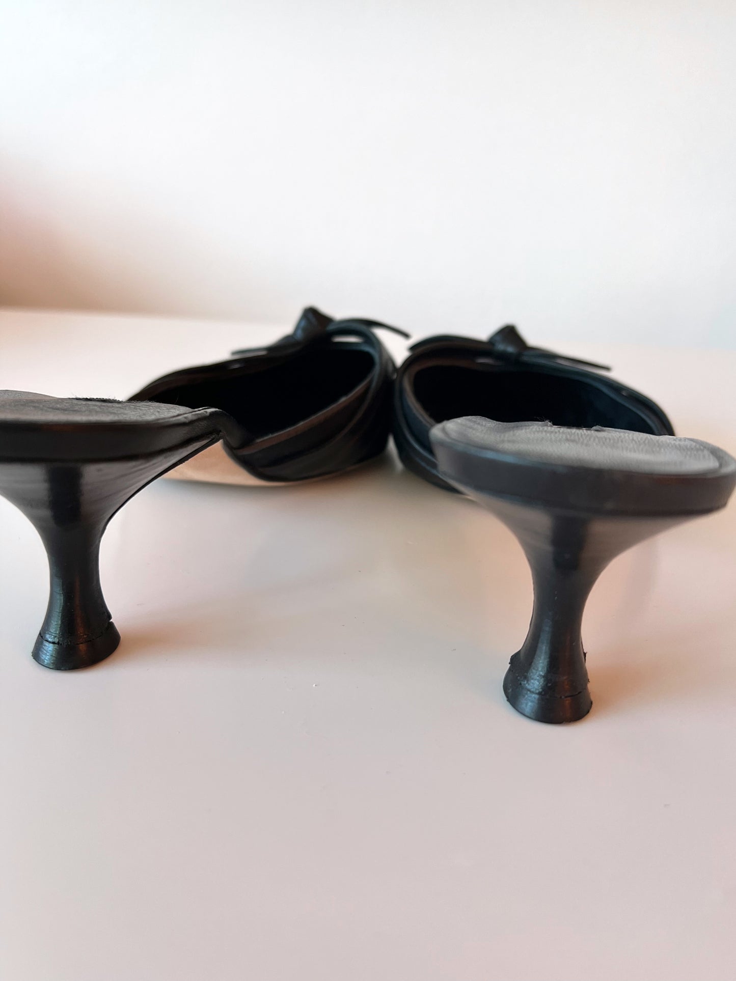 Manolo Blahnik Black Kitten Heel Mules (38) (SOLD)