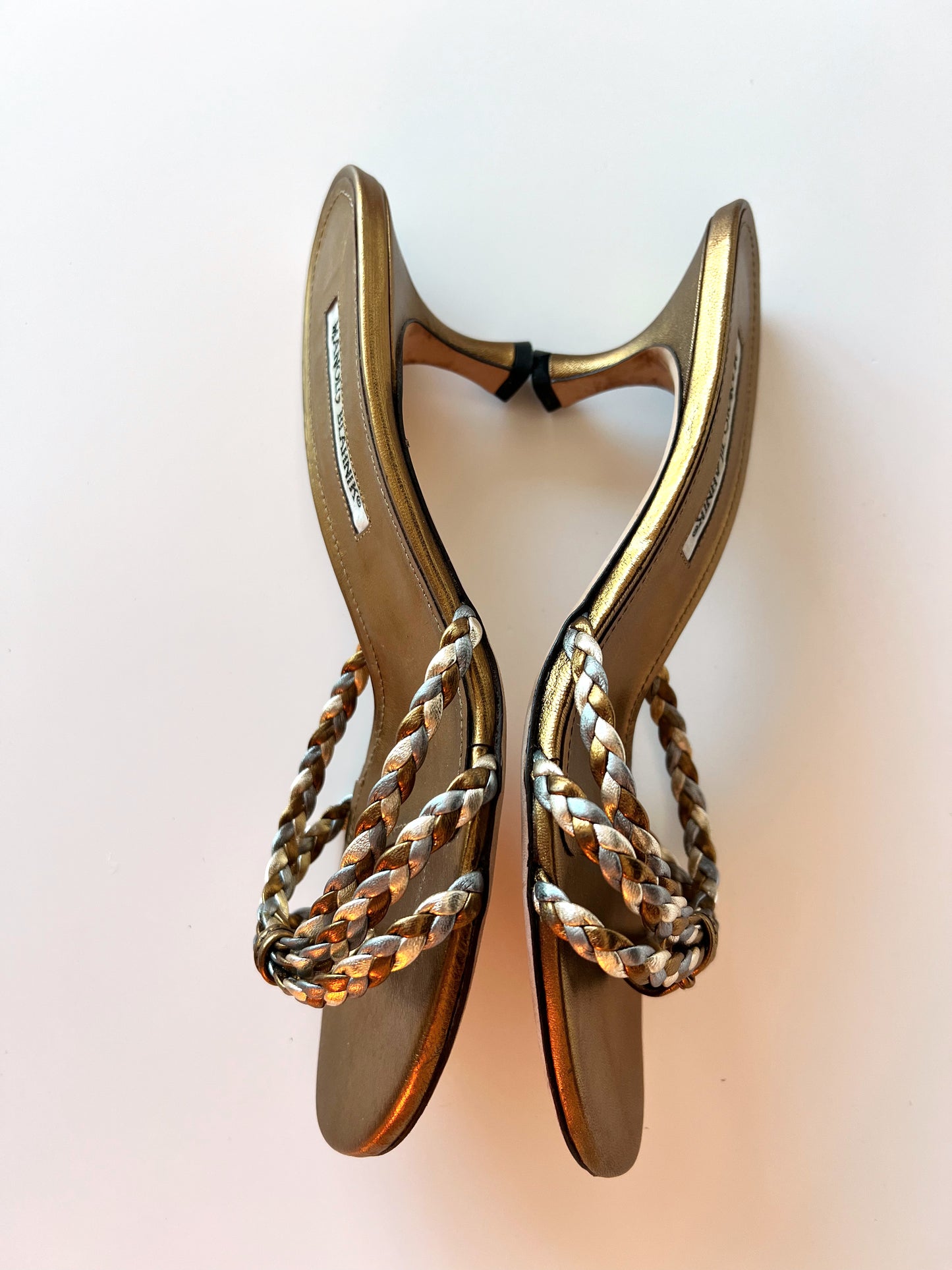 Braided Gold Manolo Blahnik Kitten Heels (38) (SOLD)