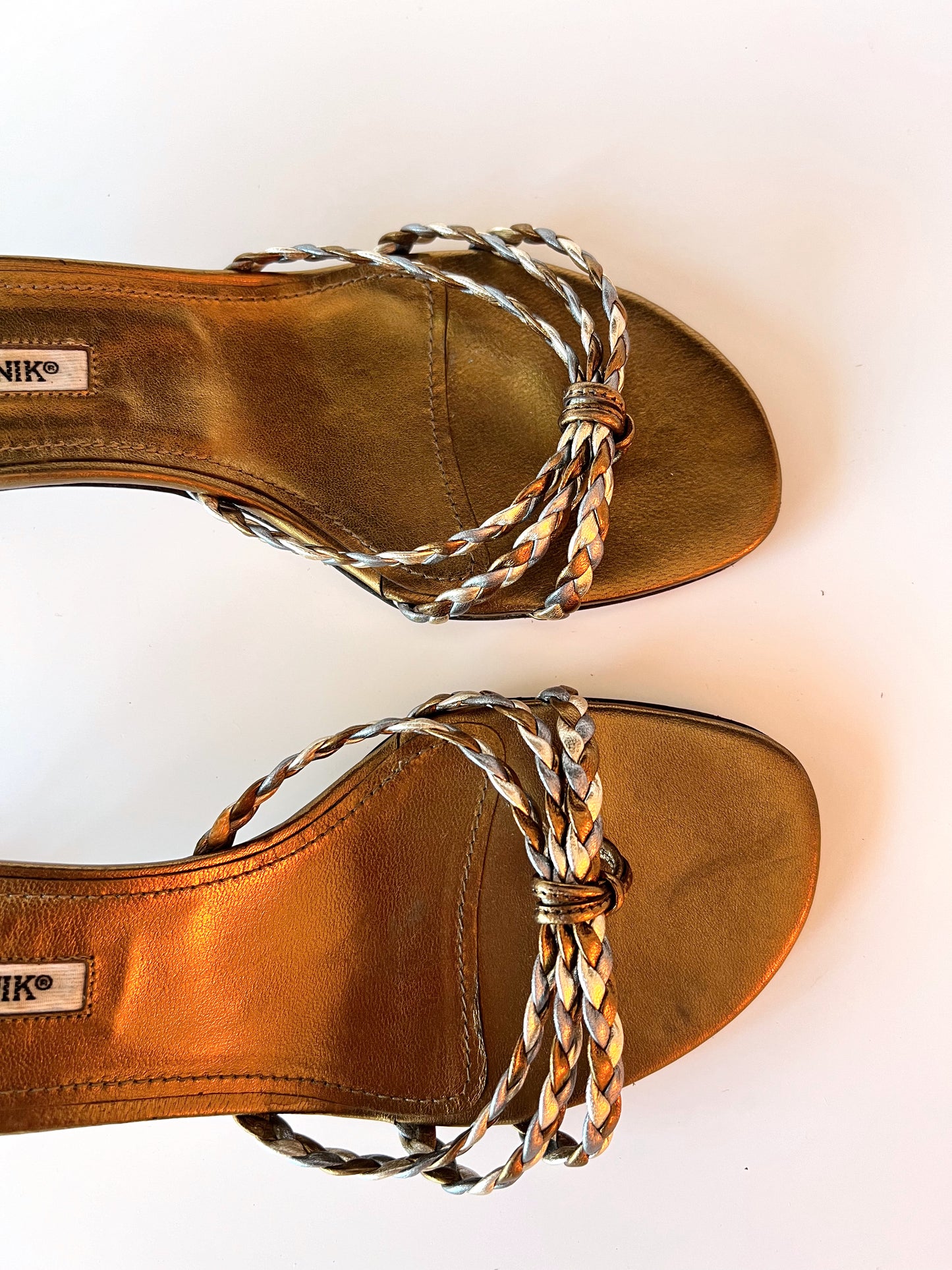 Braided Gold Manolo Blahnik Kitten Heels (38) (SOLD)