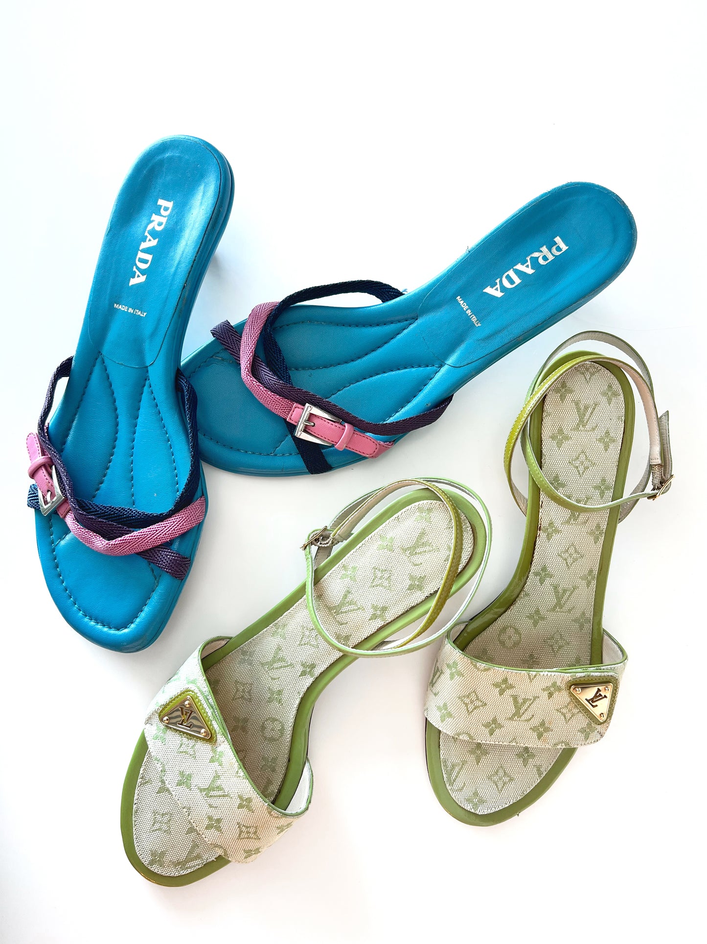 Blue Prada Kitten Heels (Size 38)
