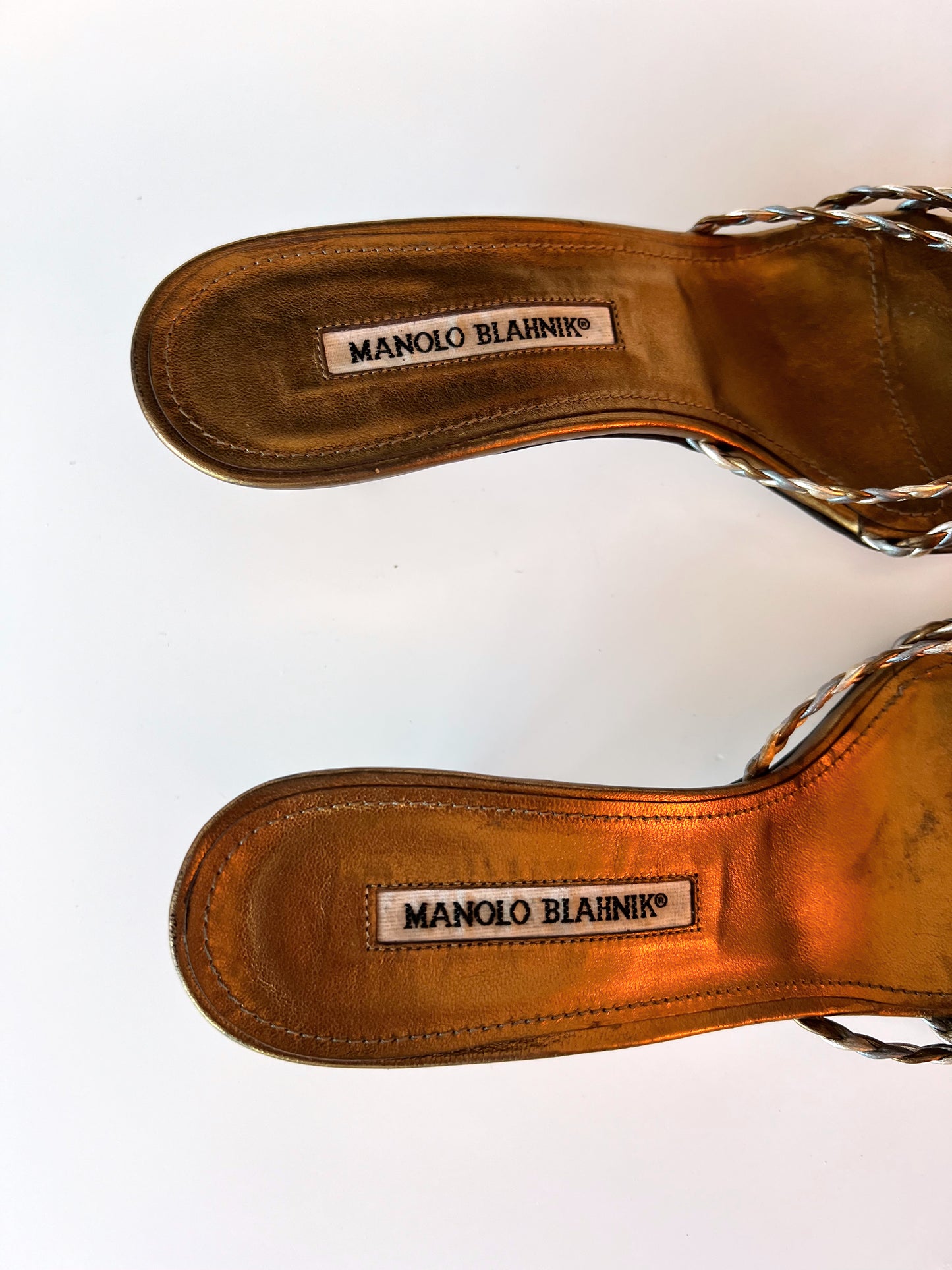 Braided Gold Manolo Blahnik Kitten Heels (38) (SOLD)