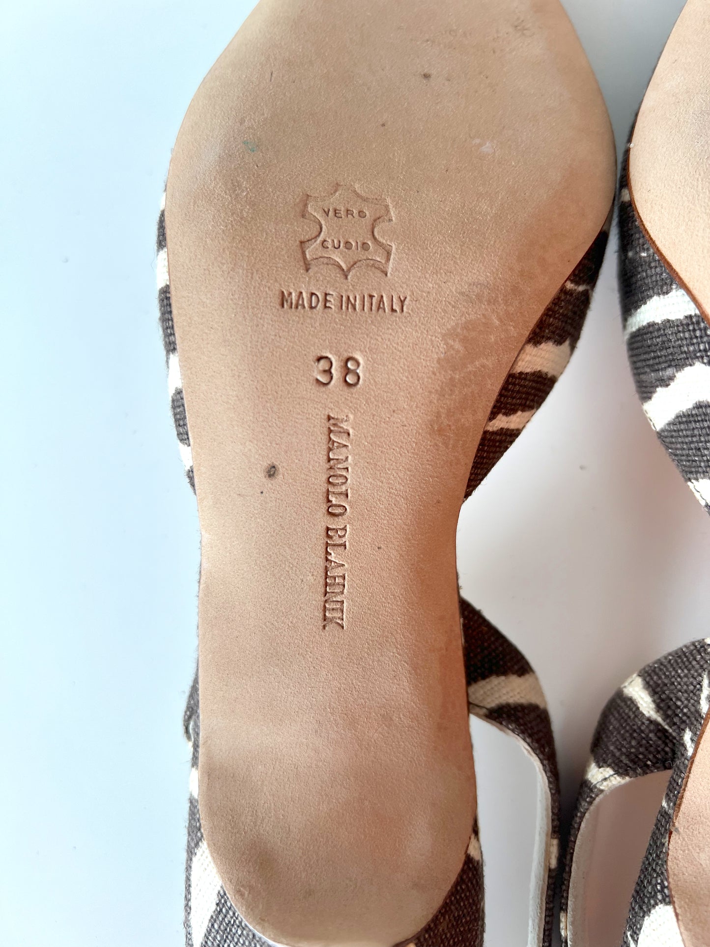 Brown Zebra Manolo Blahnik Kitten Heels (38)