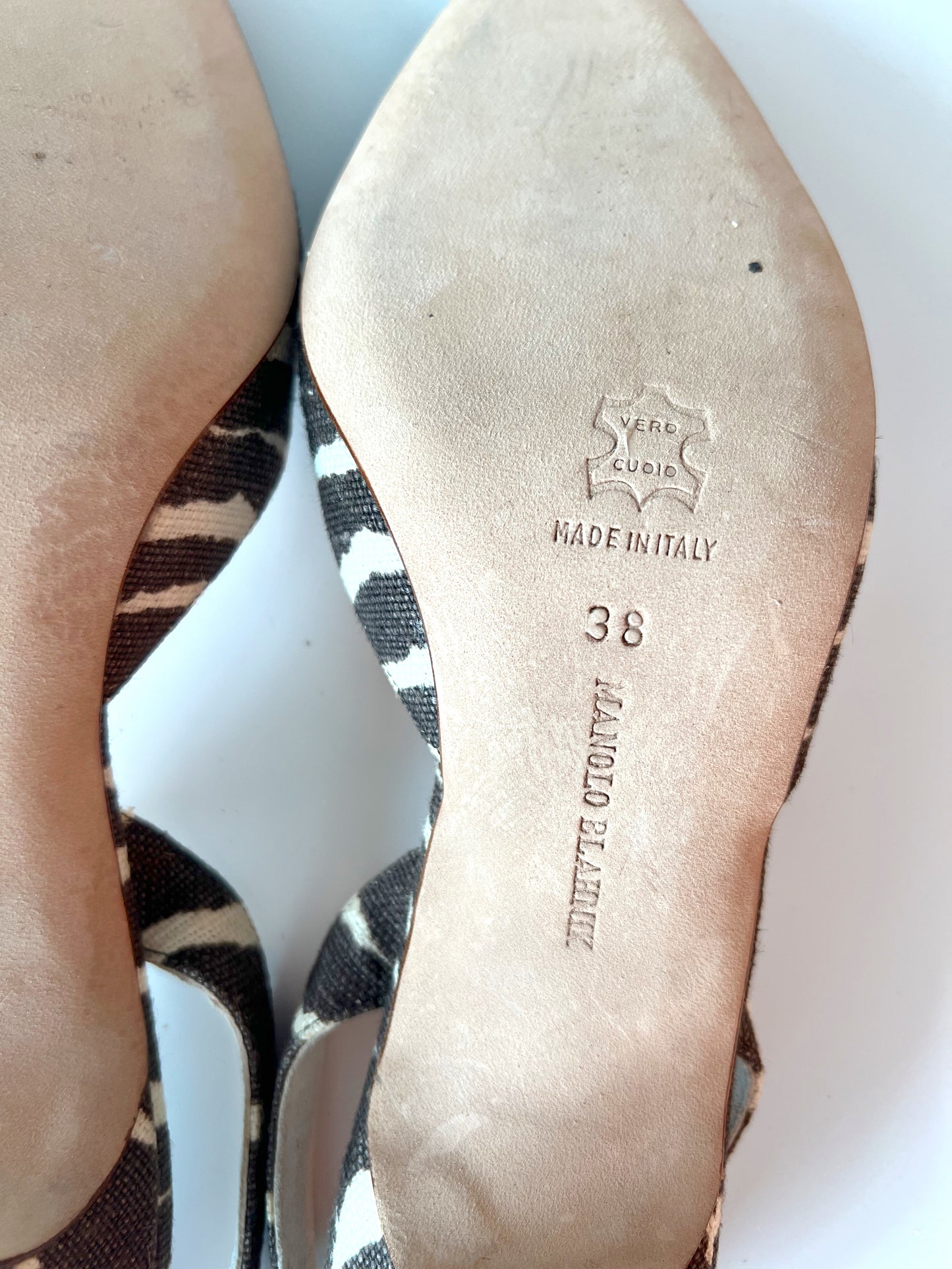 Brown Zebra Manolo Blahnik Kitten Heels (38)