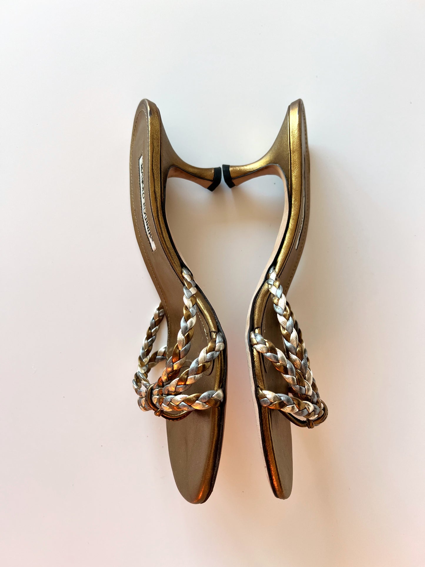 Braided Gold Manolo Blahnik Kitten Heels (38) (SOLD)