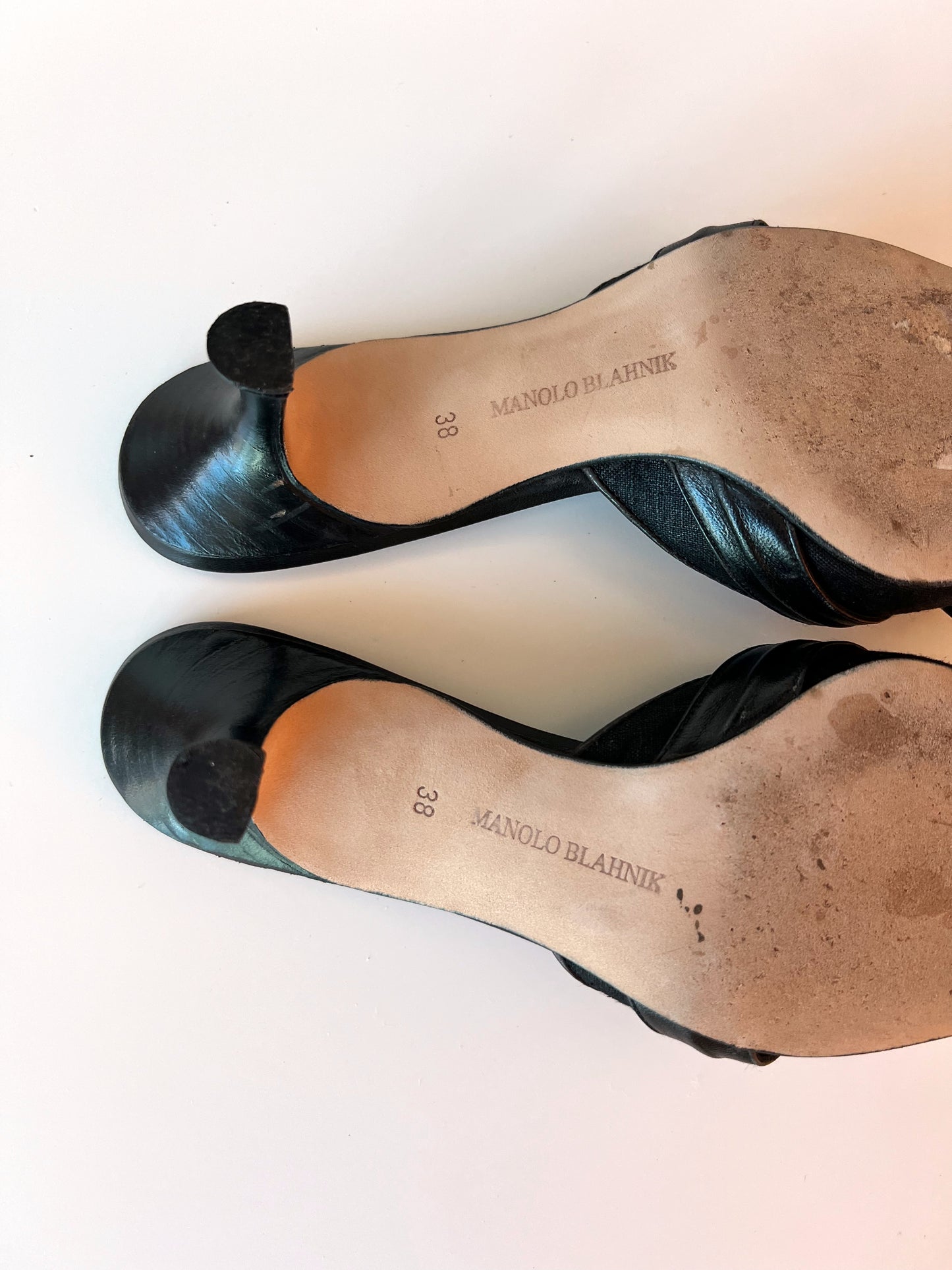 Manolo Blahnik Black Kitten Heel Mules (38) (SOLD)