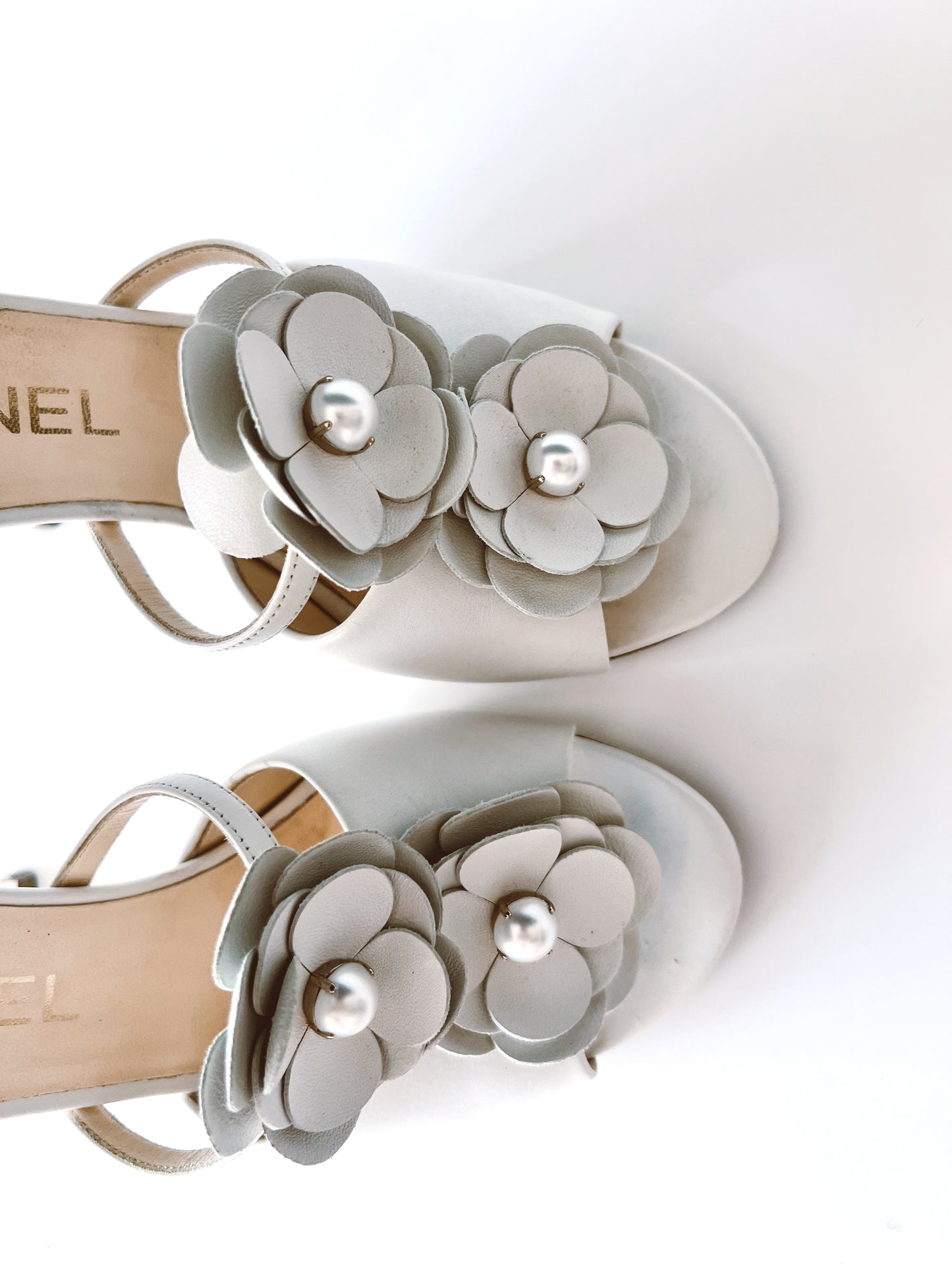 Chanel Camelia Bridal Heels (36.5) (SOLD)