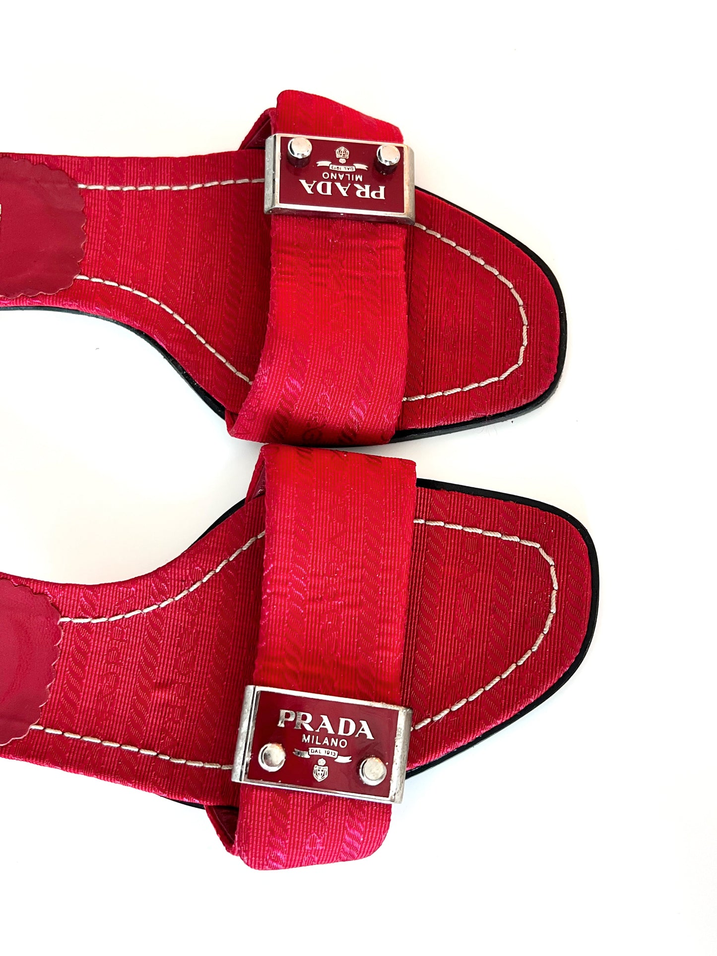 Red Prada Logo Short Heel Mules
