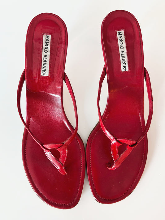 Red Manolo Sandal Mules (EU 38.5)