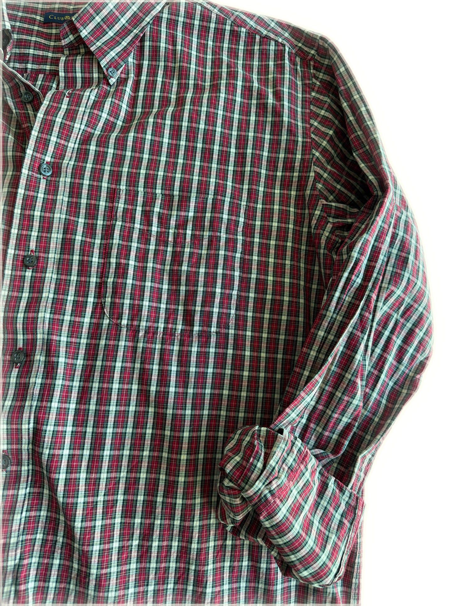 Embroidered Pre-Loved Plaid Button Down