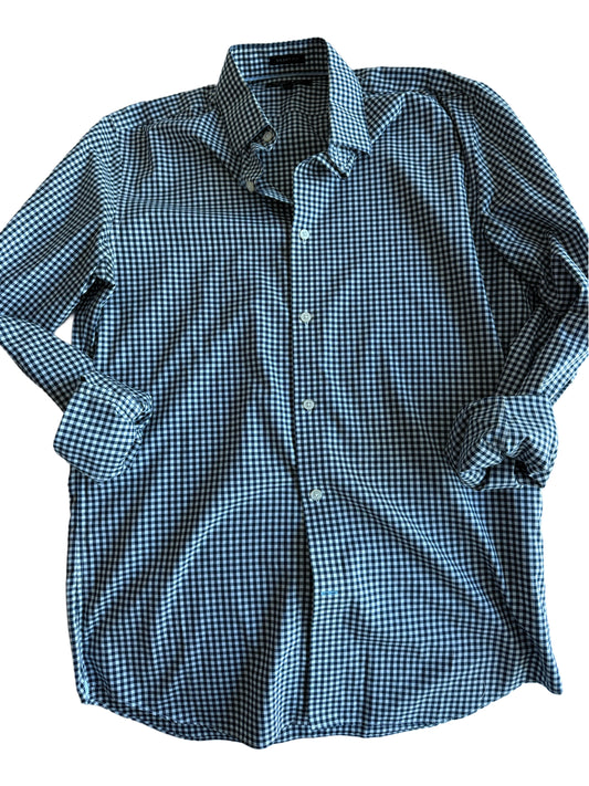 Embroidered Pre-Loved Navy Blue Gingham Button Down
