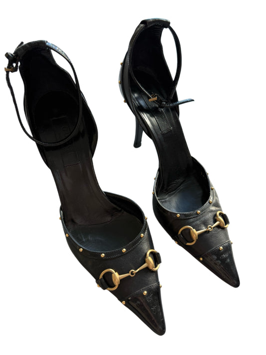 Black Gucci Horsebit Heels (36C EU)