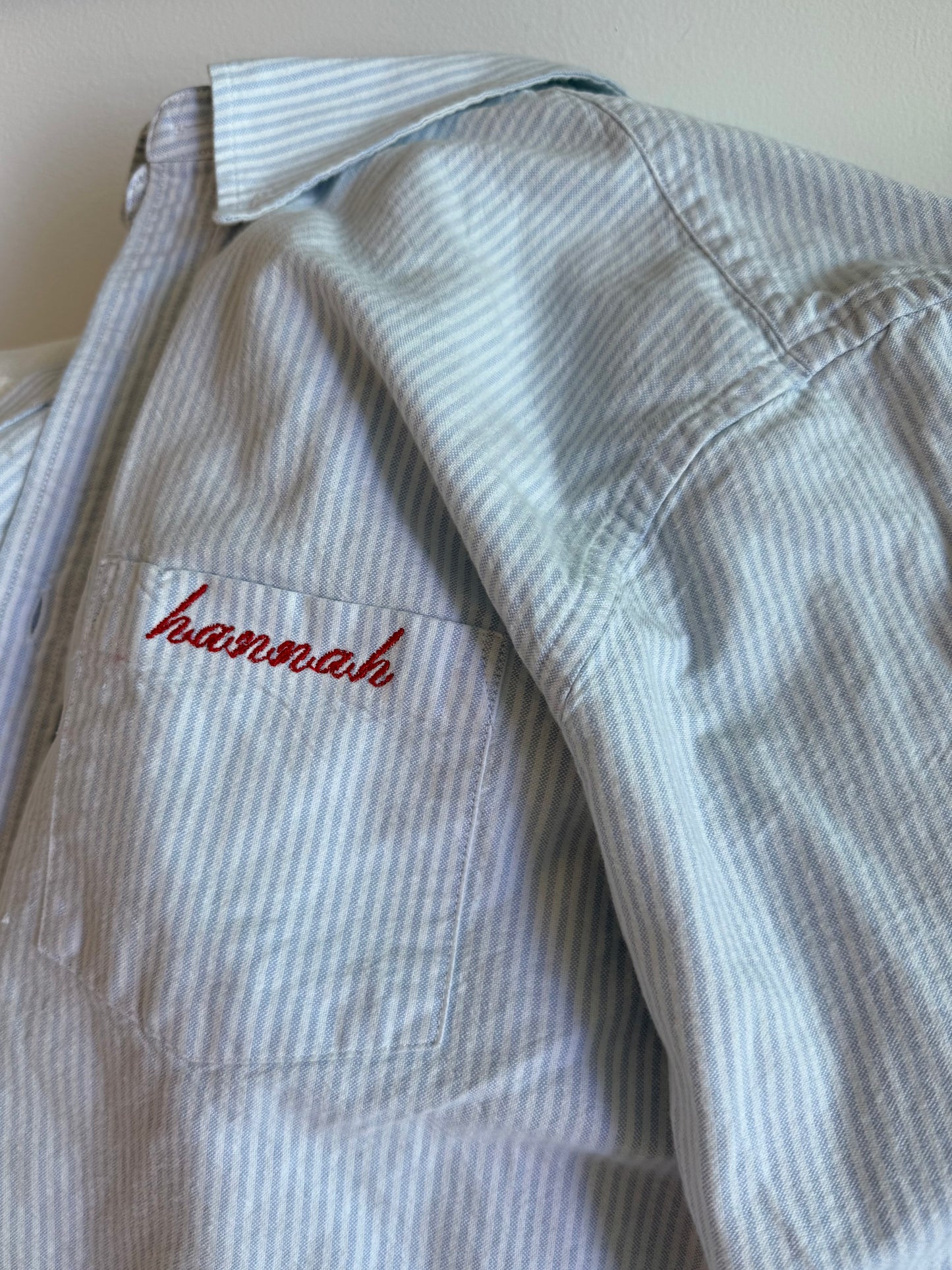 Embroidered Vintage White Button Down