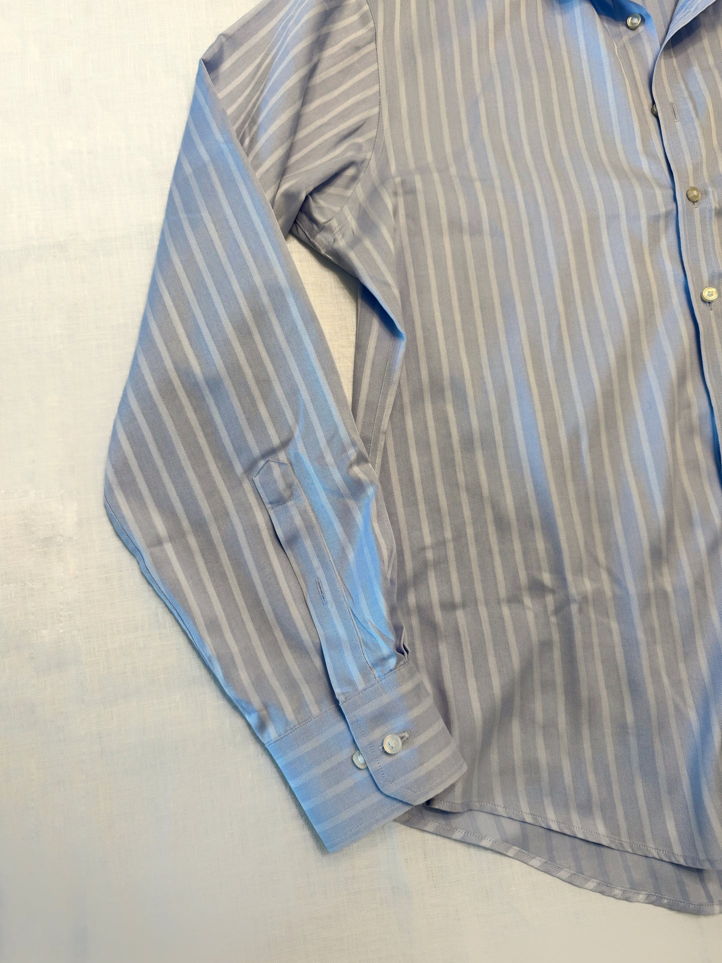 Embroidered Vintage Blue Pin Stripe Button Down