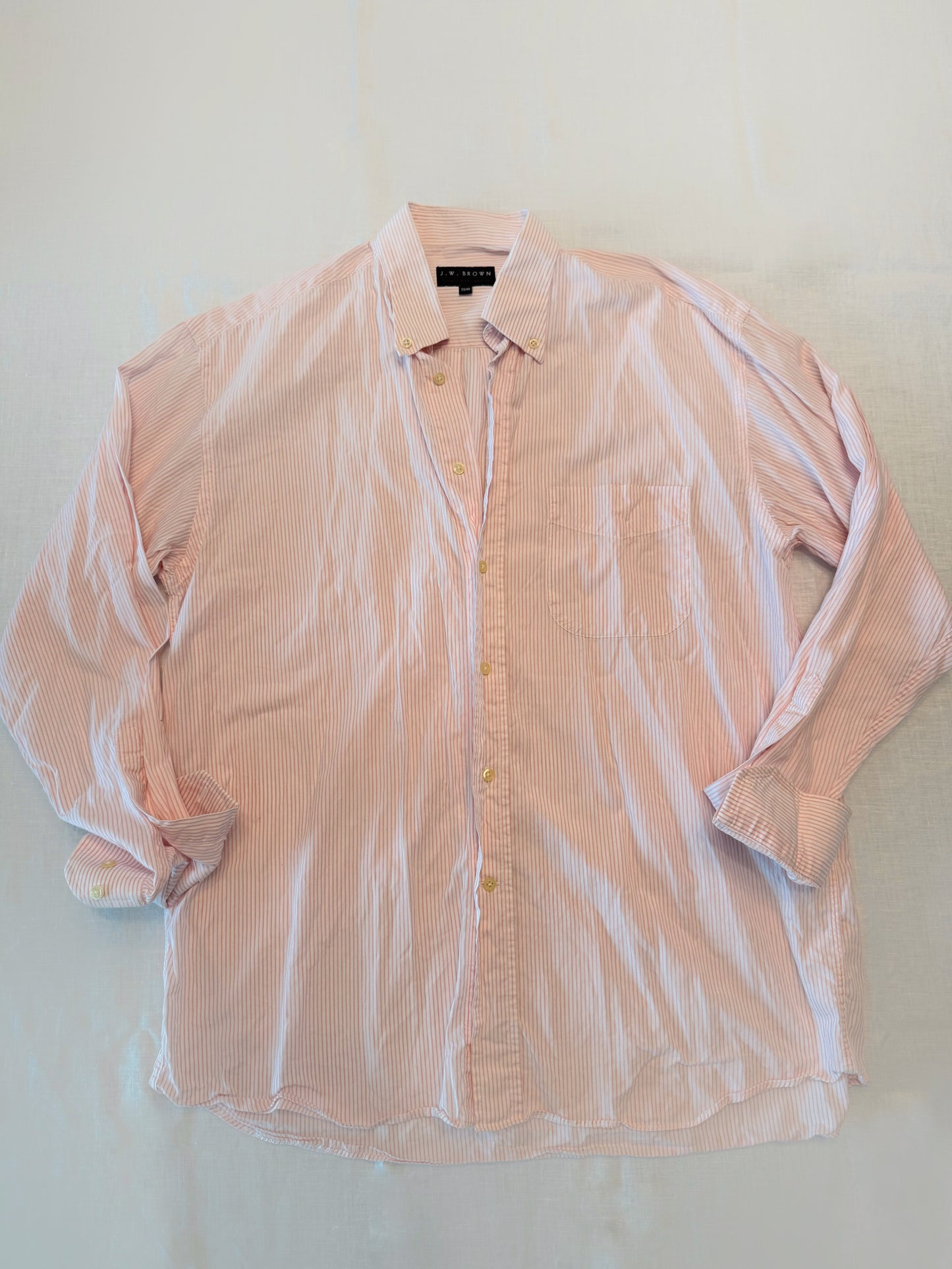 Embroidered Vintage Pink Pin Stripe Button Down