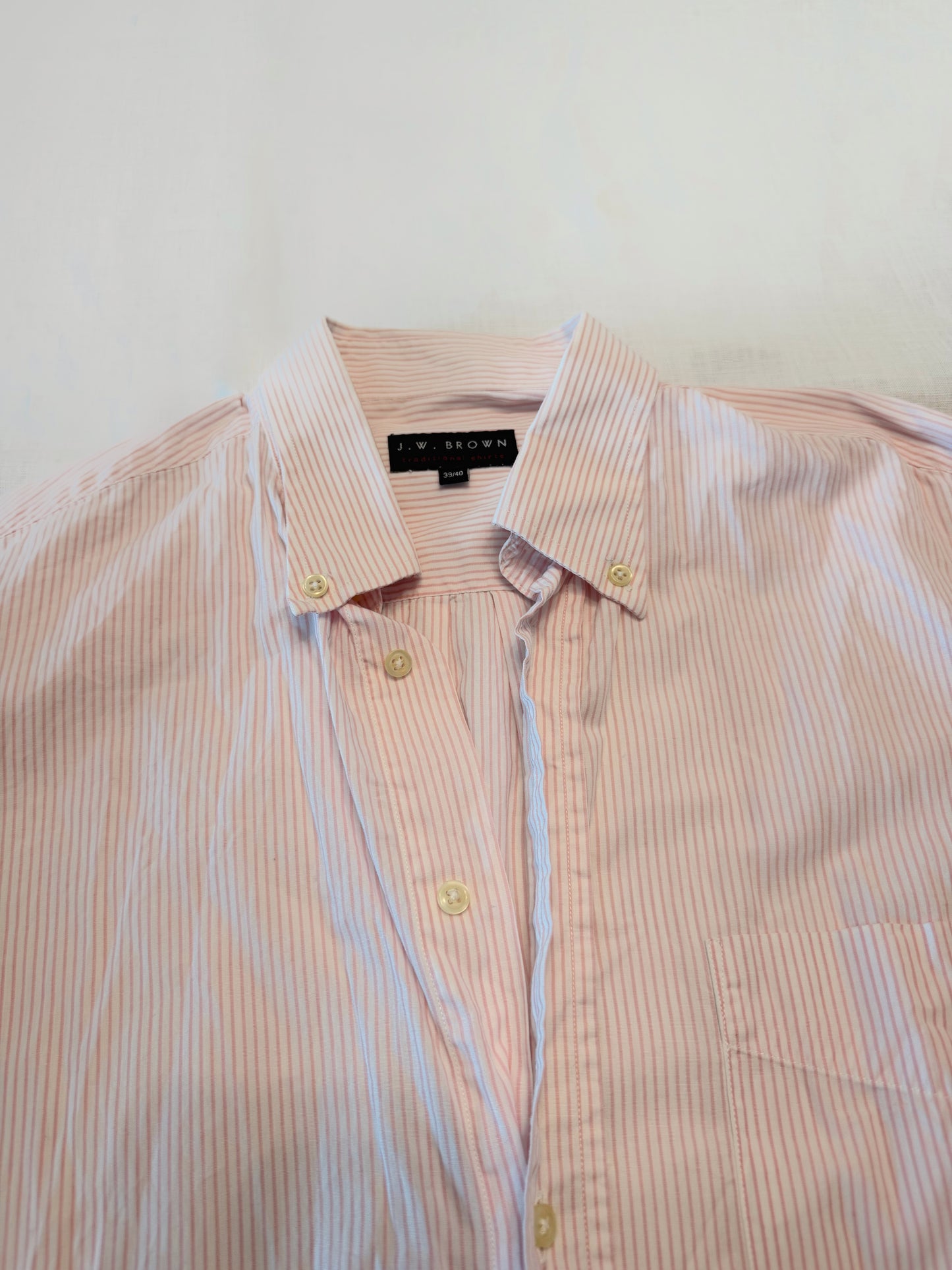 Embroidered Vintage Pink Pin Stripe Button Down