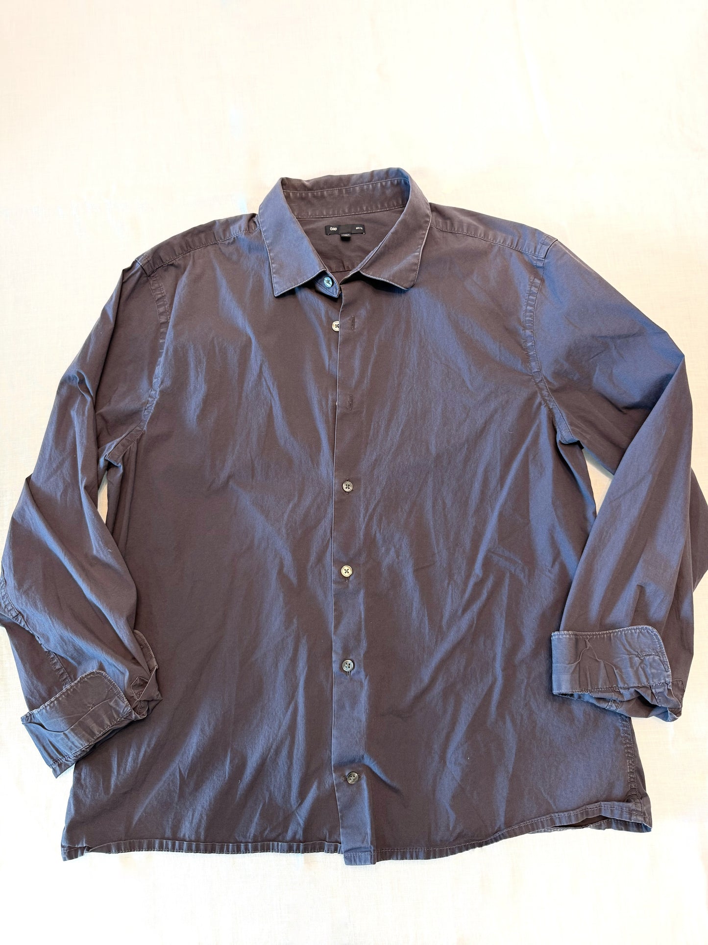 Embroidered Vintage Navy Blue Button Down