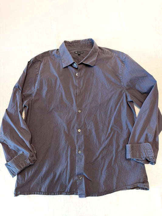 Embroidered Vintage Navy Blue Button Down