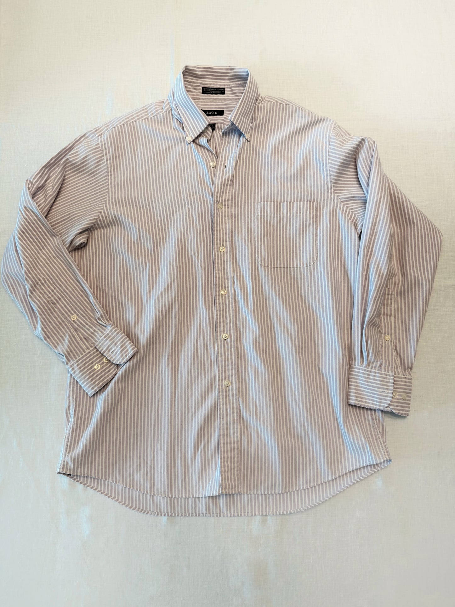 Embroidered Vintage Light Blue and White Pinstripe Button Down