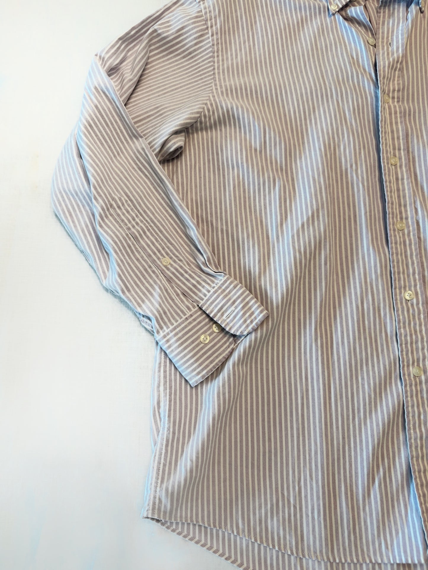 Embroidered Vintage Light Blue and White Pinstripe Button Down