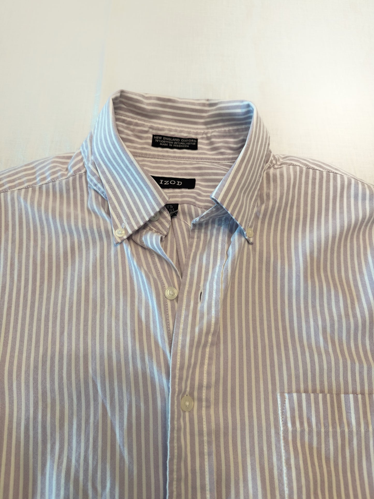 Embroidered Vintage Light Blue and White Pinstripe Button Down