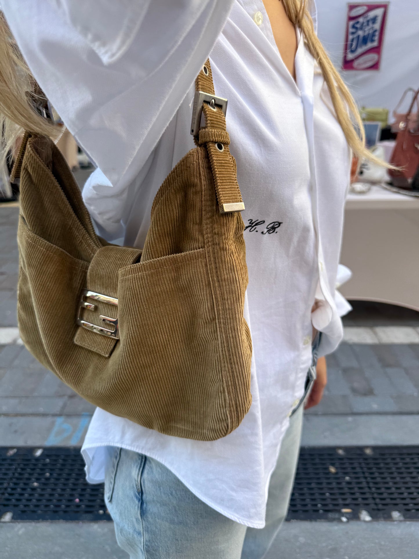 Corduroy Fendi Mamma Bucket Bag