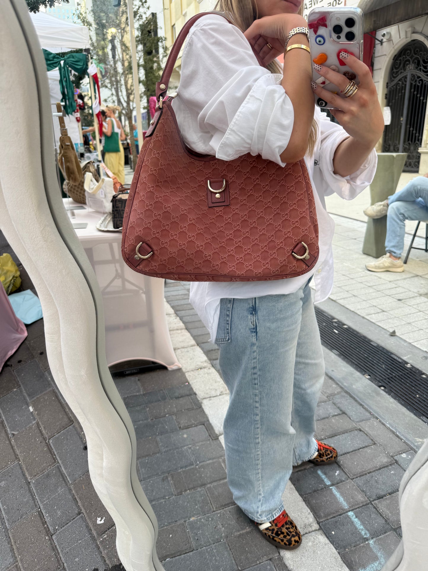 Red Suede Gucci Tote